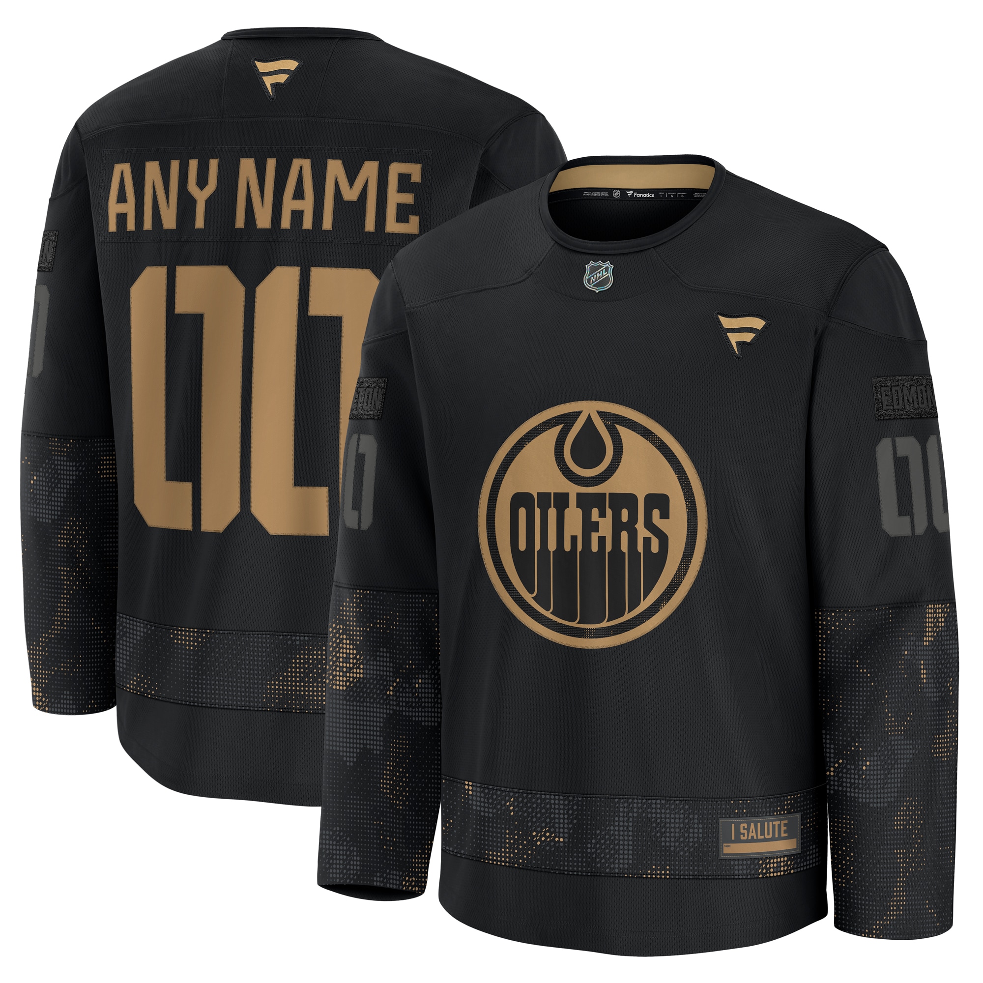  Edmonton Oilers Fanatics 2024 Military Appreciation Custom Practice Jersey - Black
