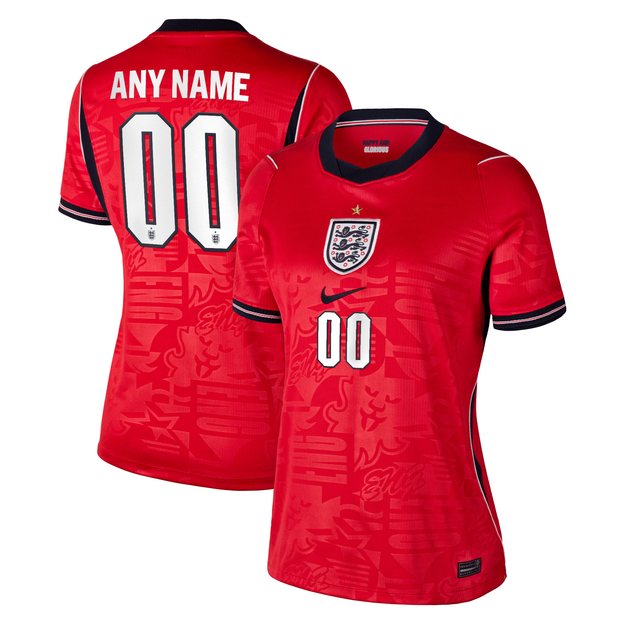  England National Team Women's 2026 Away Stadium Custom Jersey - Red