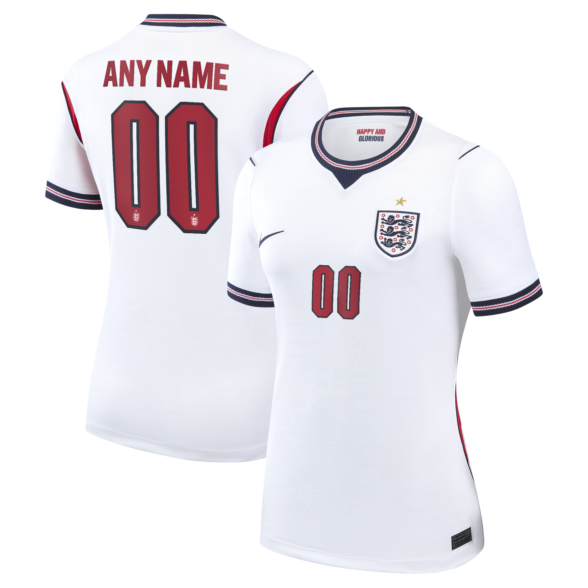  England National Team Women's 2026 Home Stadium Custom Jersey - White