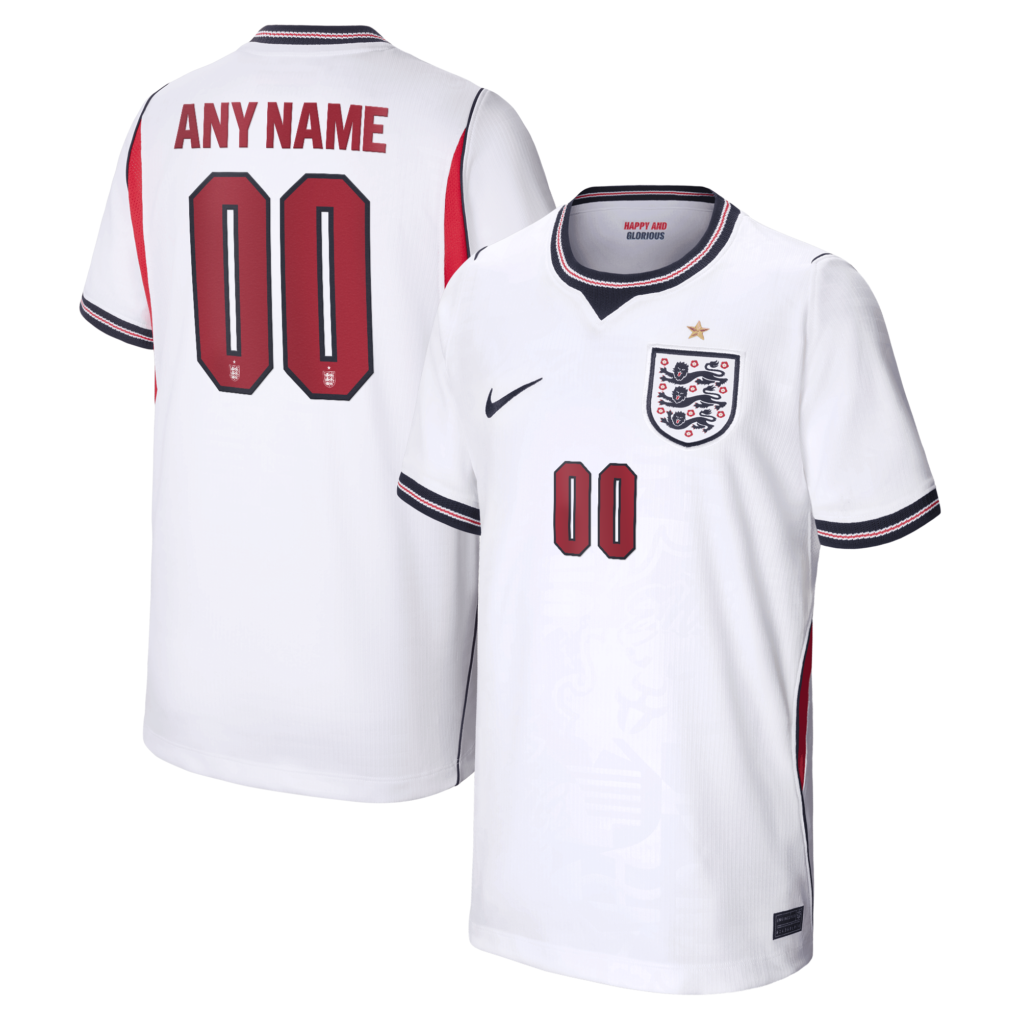  England National Team Youth 2026 Home Stadium Custom Jersey