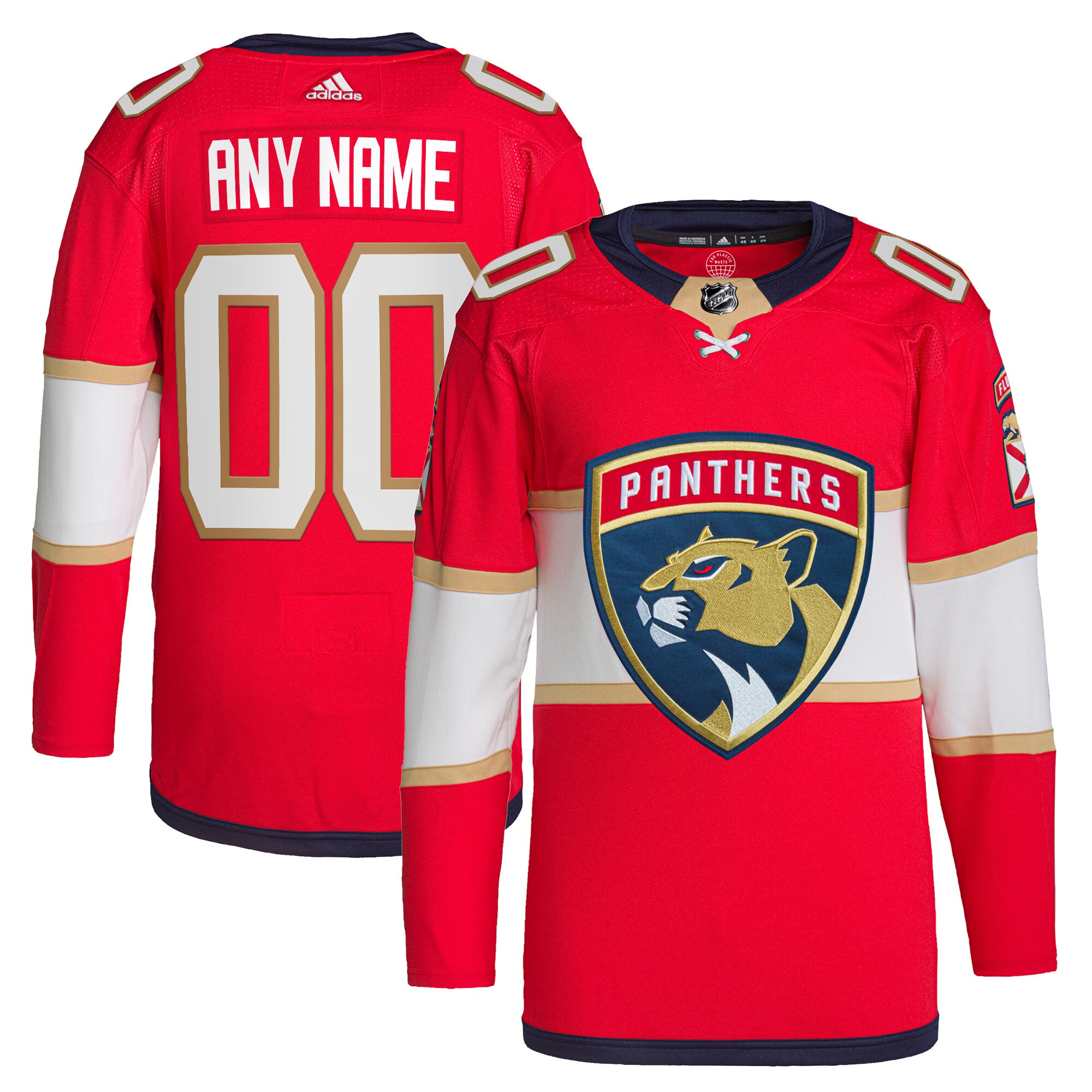  Florida Panthers adidas  Home  Primegreen Authentic Custom Jersey - Red