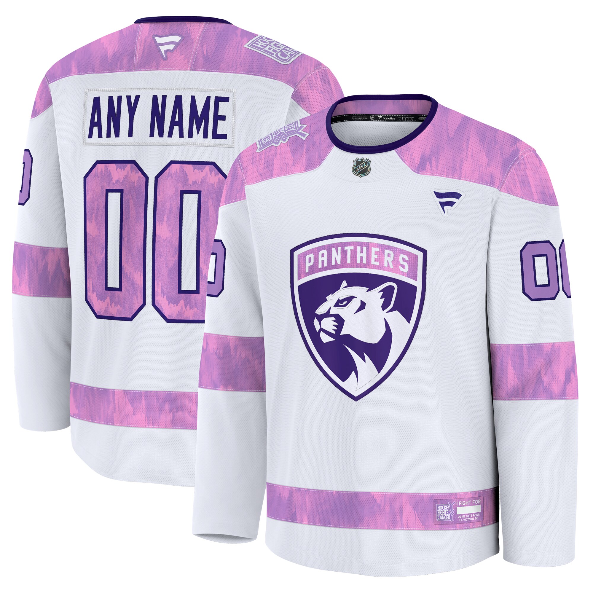 Florida Panthers Fanatics 2024 Hockey Fights Cancer Custom Practice Jersey - White