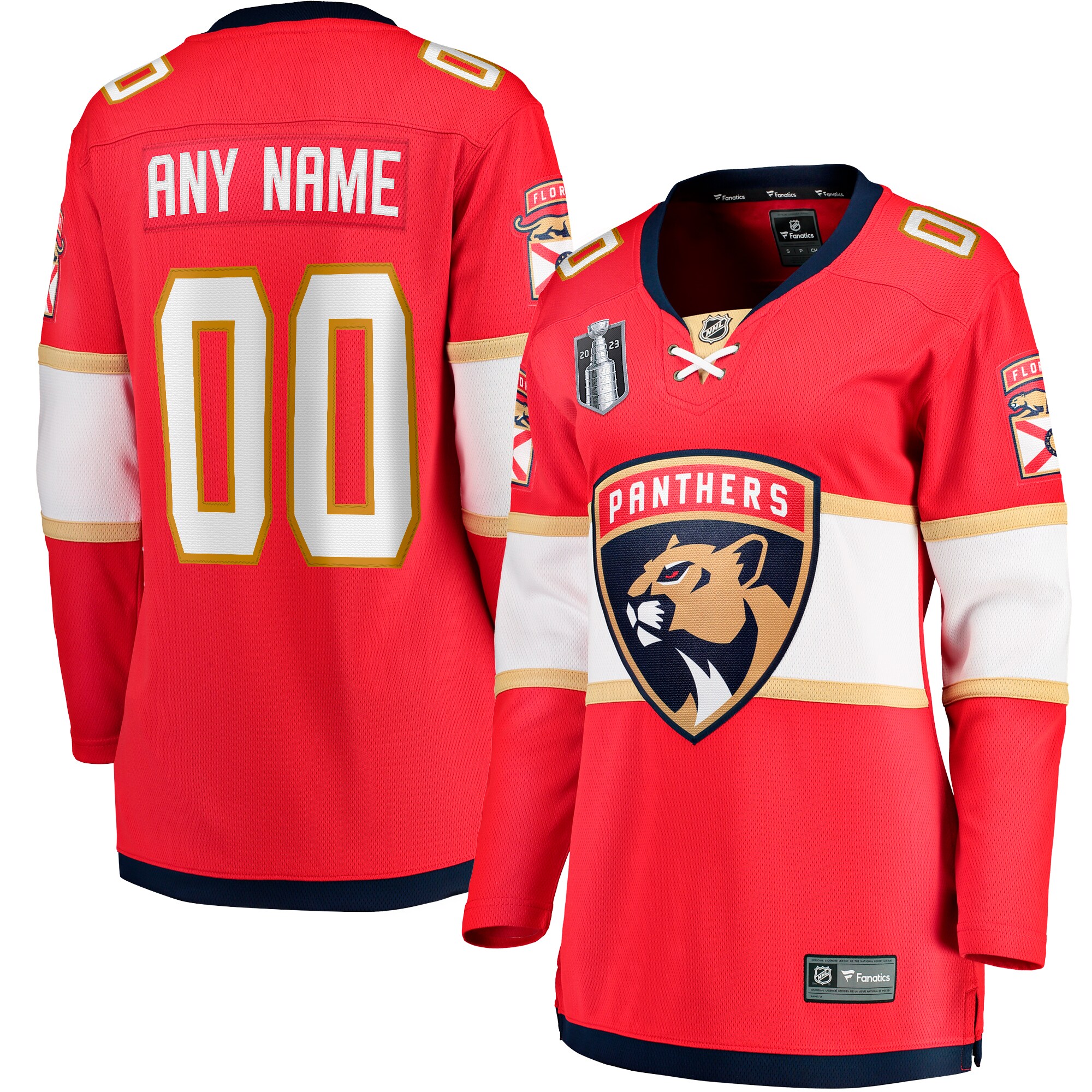  Florida Panthers Fanatics Women's 2023 Stanley Cup Final Home Breakaway Custom Jersey - Red