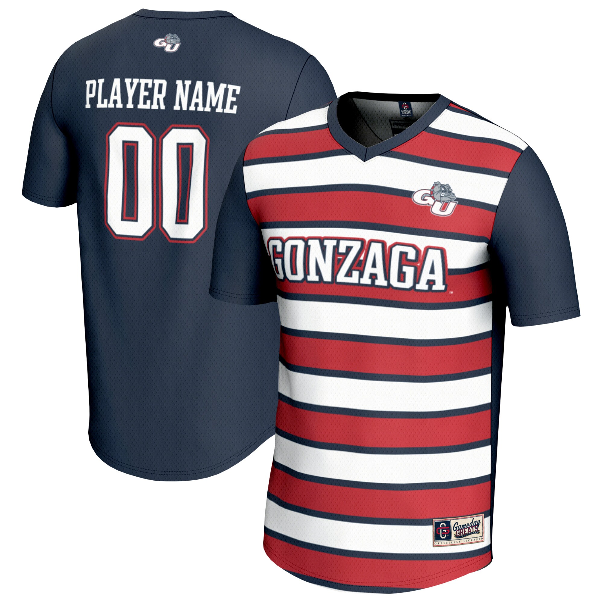  Gonzaga Bulldogs GameDay Greats Unisex NIL Pick-A-Player Collegiate Women's Soccer Lightweight Fashion Jersey - Navy/Red