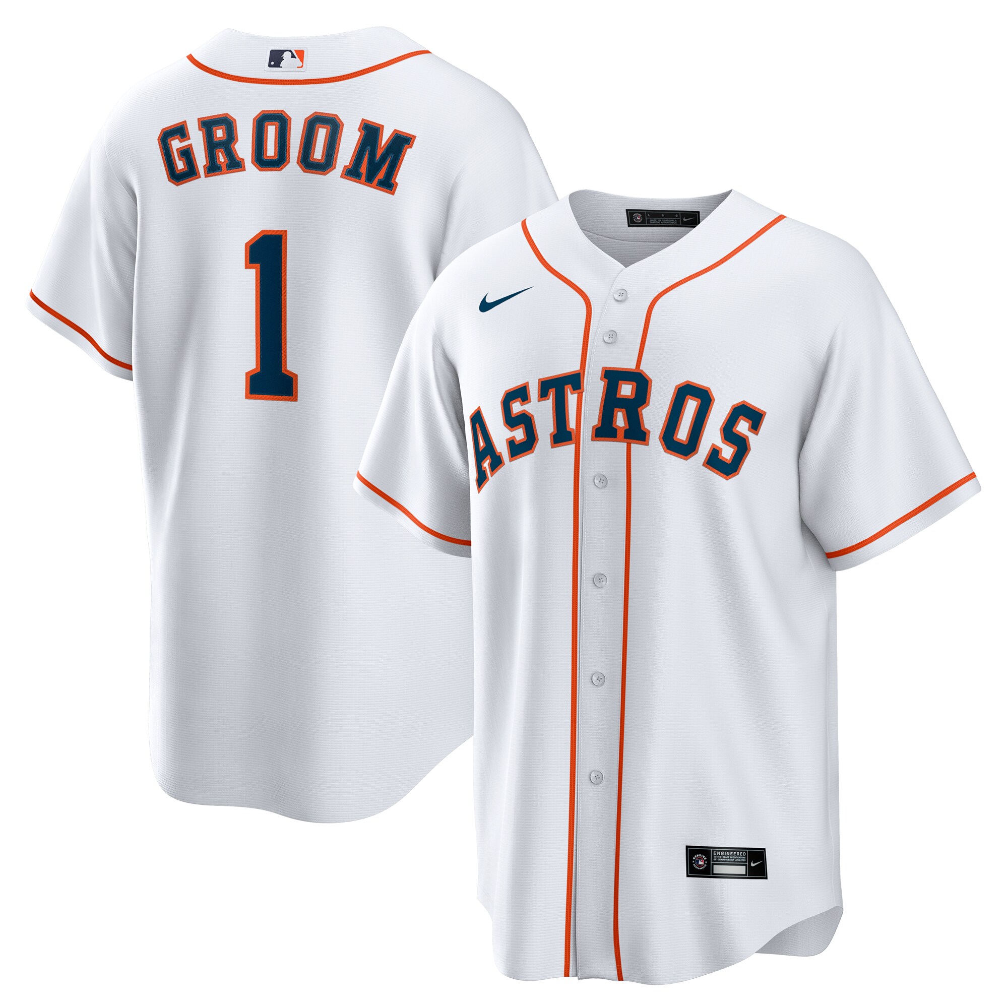  Houston Astros #1 Groom Home Jersey - White