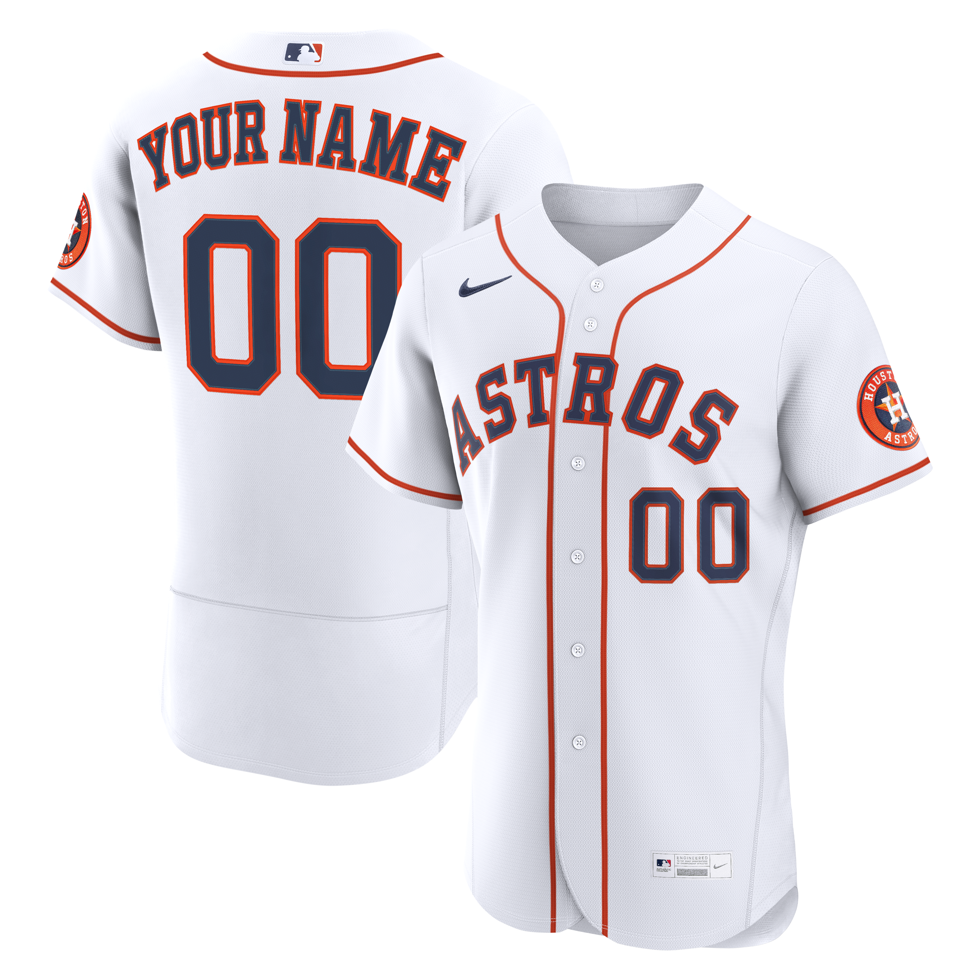  Houston Astros Home Custom Jersey - White