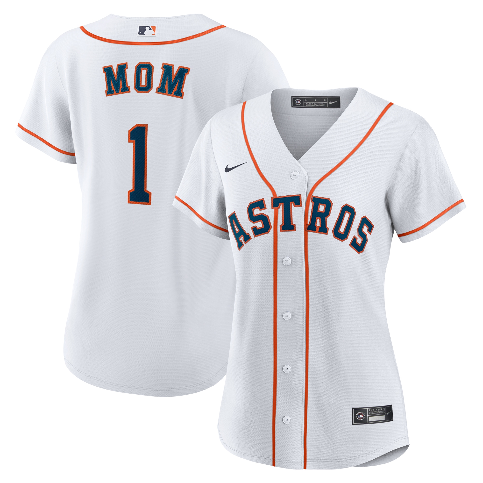  Houston Astros Women's #1 Mom Home Jersey - White