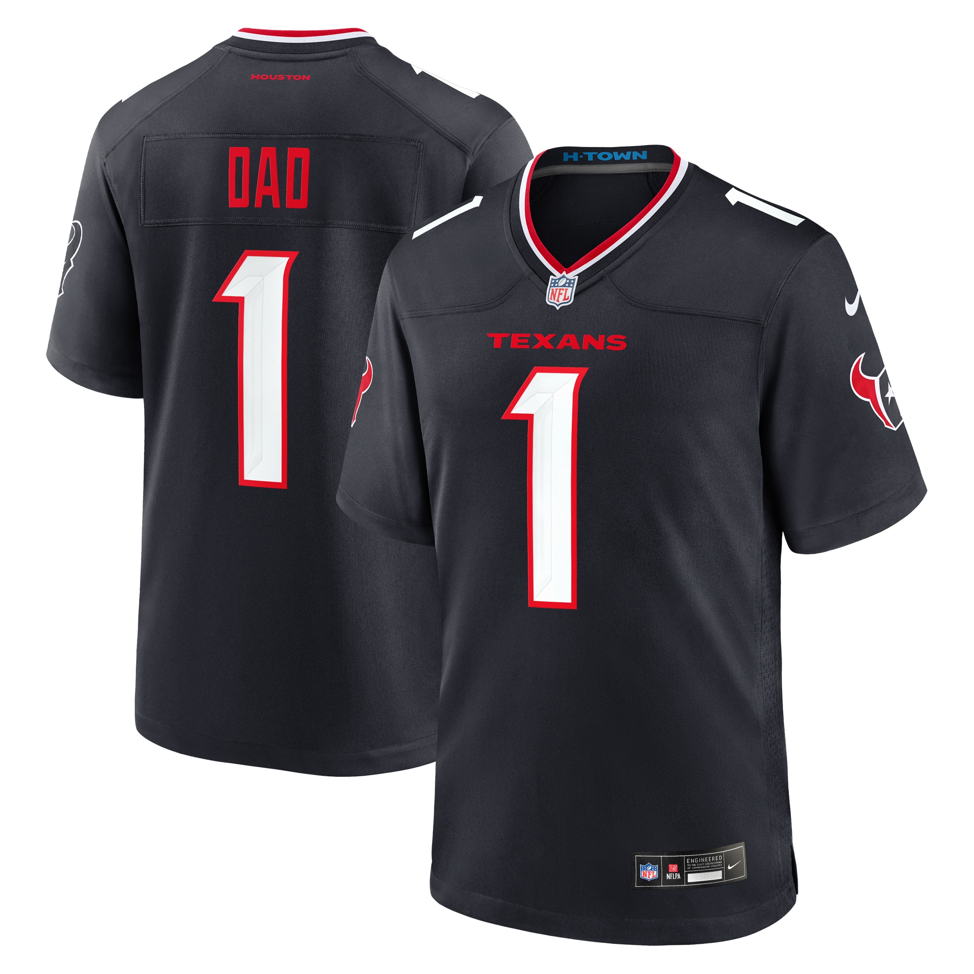  Houston Texans #1 Dad Game Jersey - Navy