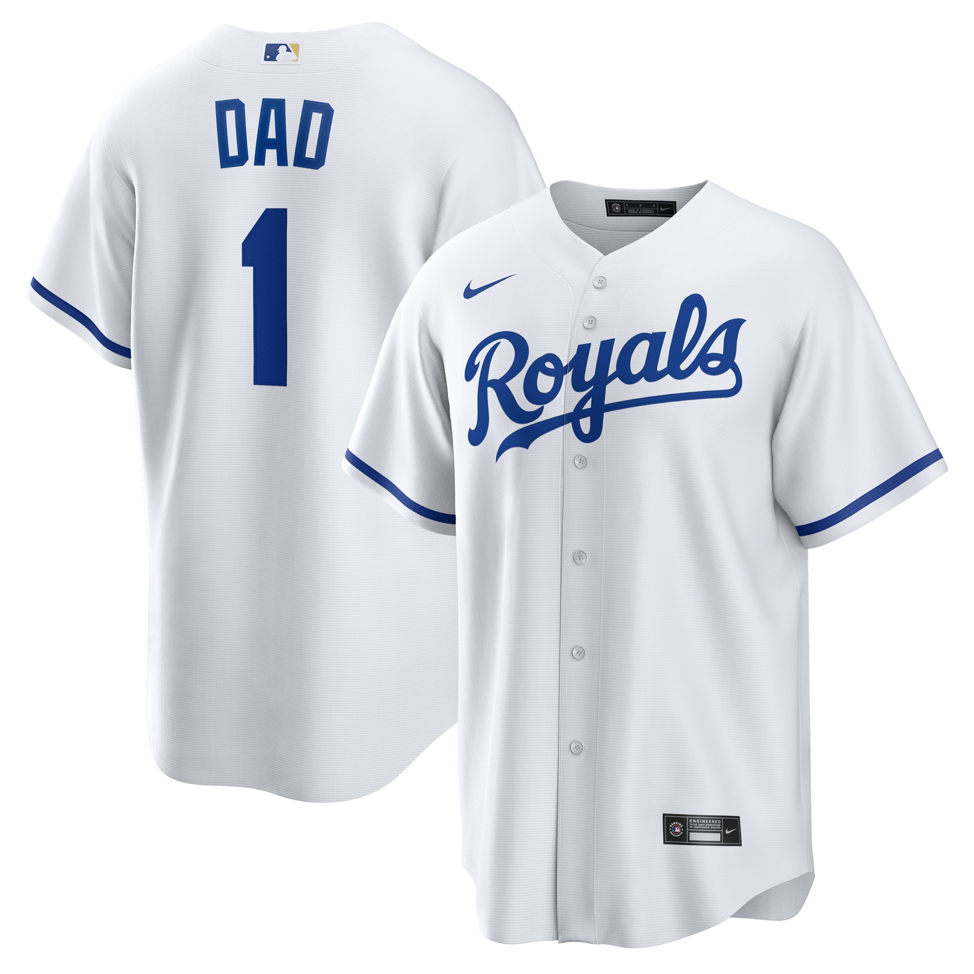  Kansas City Royals #1 Dad Home Jersey - White