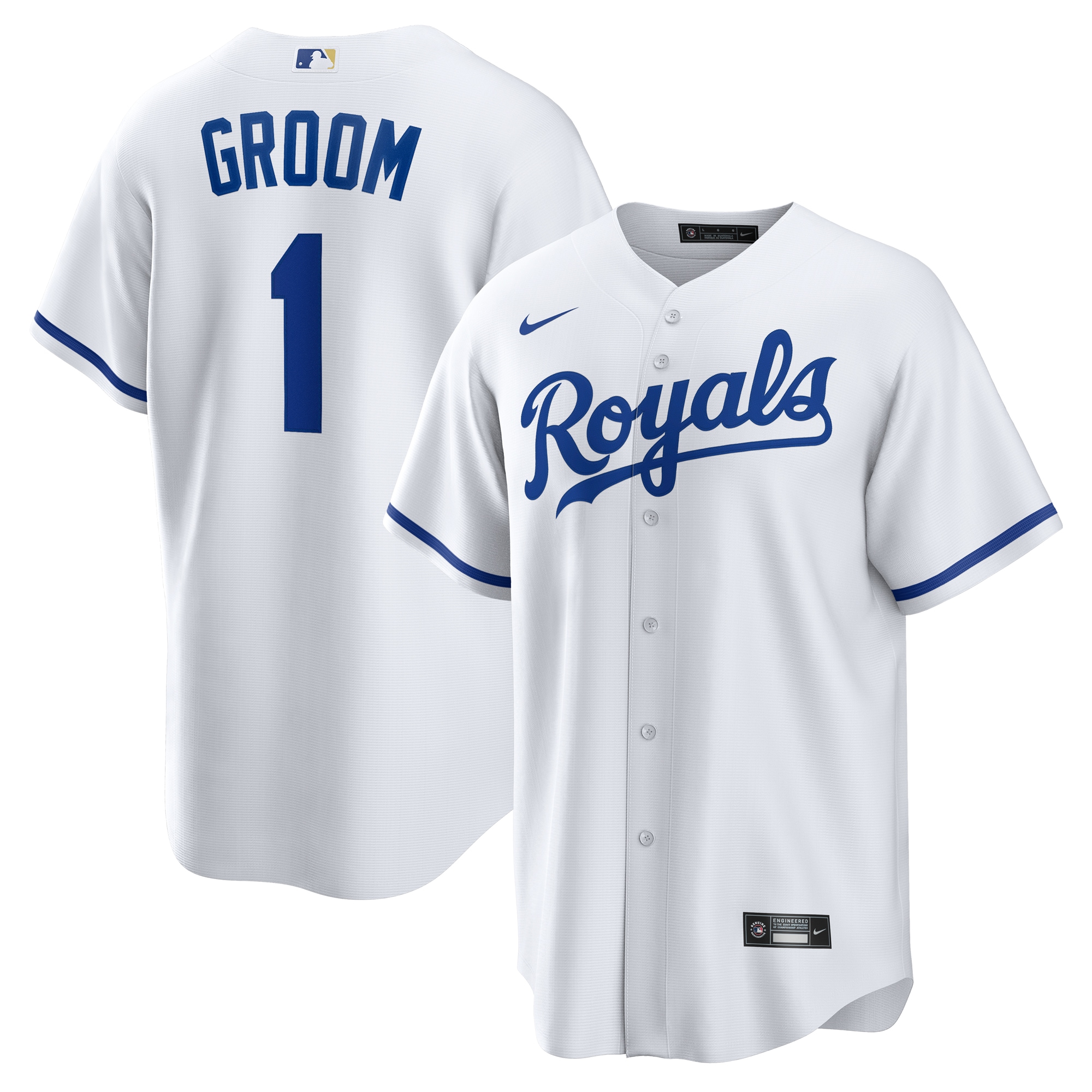  Kansas City Royals #1 Groom Home Jersey - White