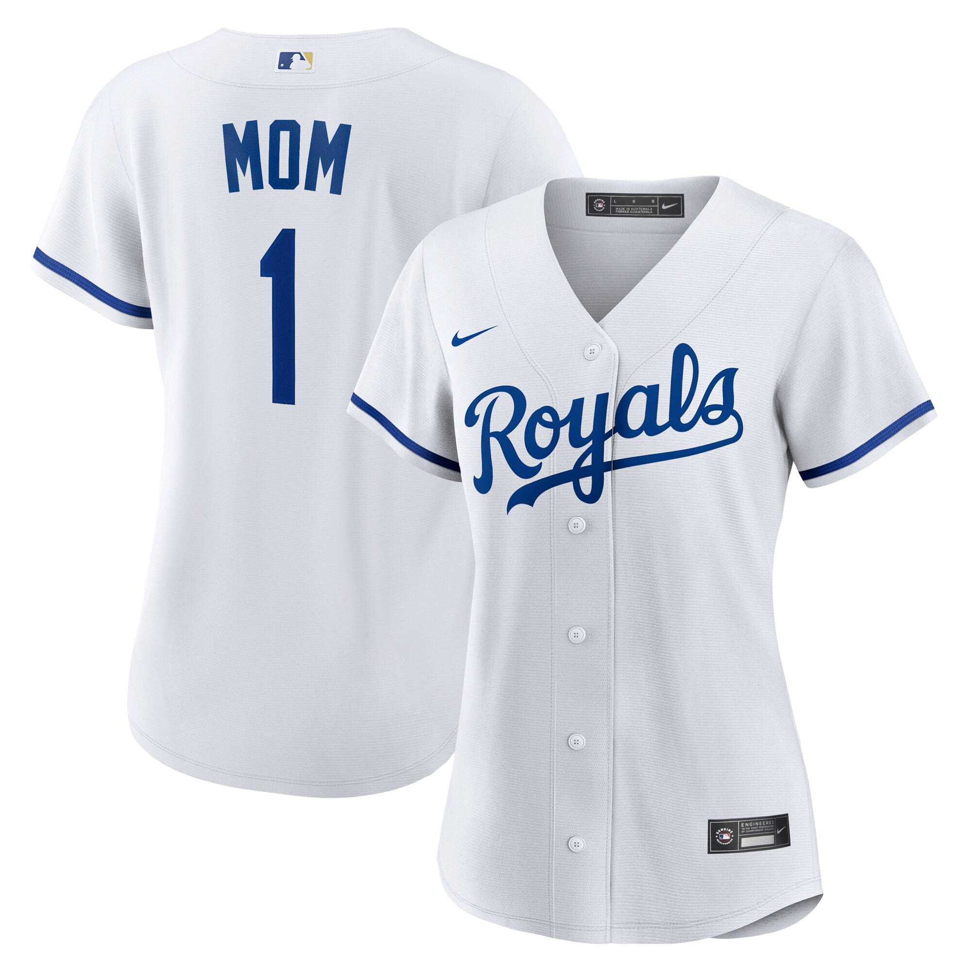  Kansas City Royals Women's #1 Mom Home Jersey - White