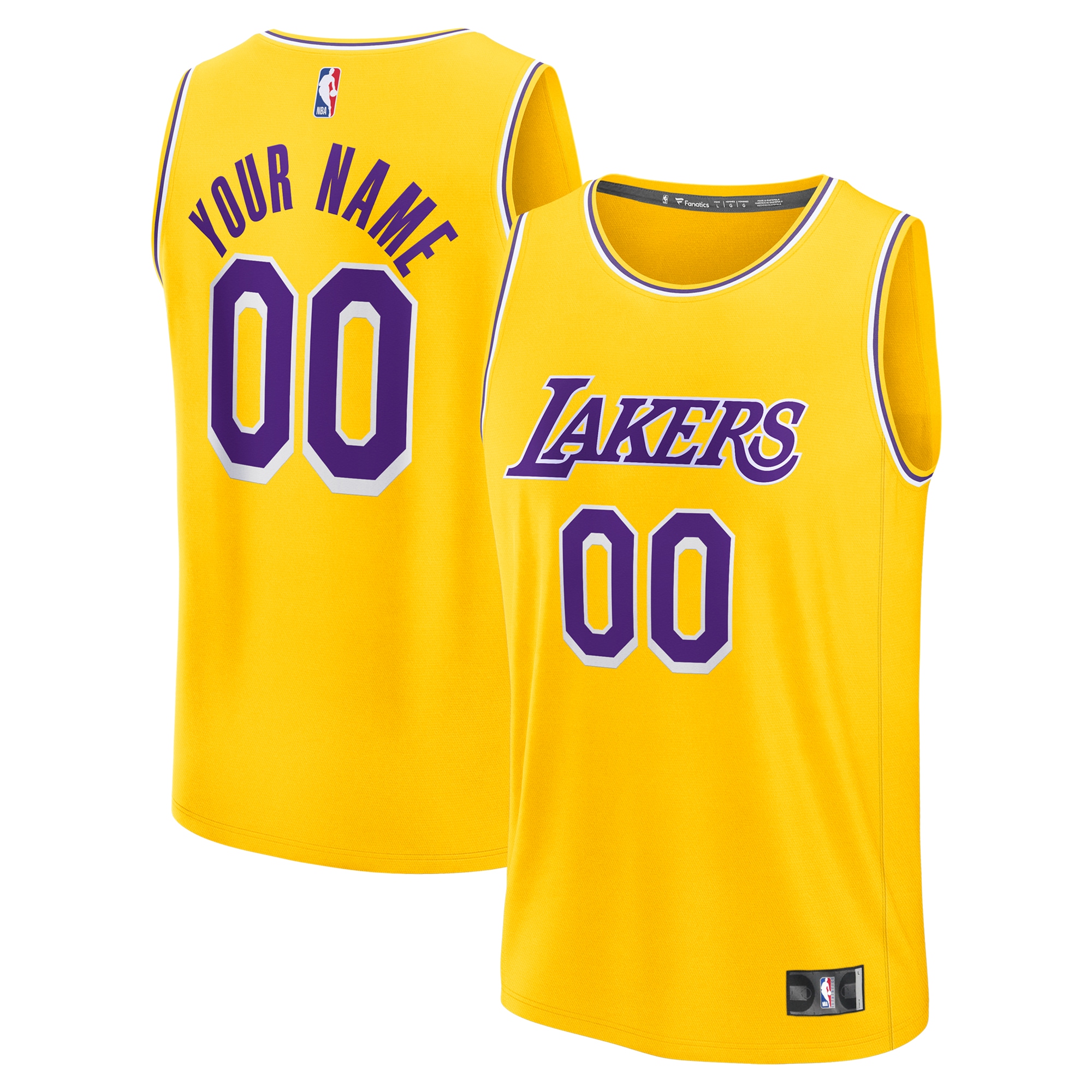  Los Angeles Lakers Fanatics Youth Fast Break Custom Jersey - Icon Edition - Gold