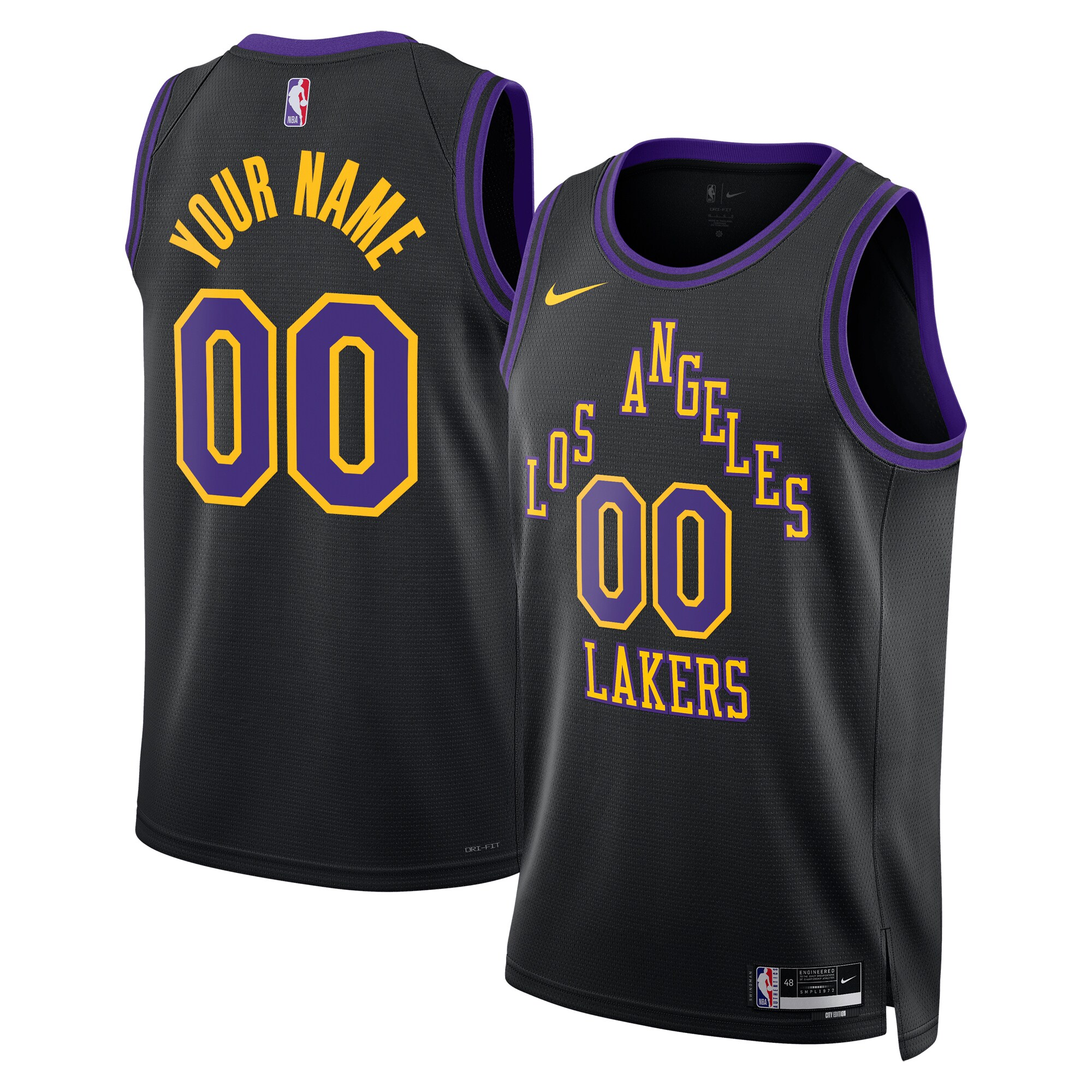  Los Angeles Lakers Nike Unisex 2023/24 Custom Swingman Jersey - Black - City Edition