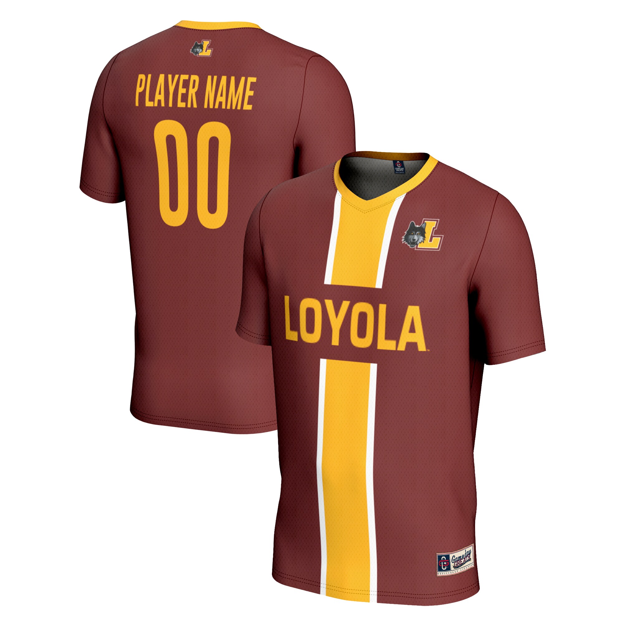  Loyola Chicago Ramblers GameDay Greats Unisex Pick-A-Player NIL Lightweight Soccer Jersey - Maroon