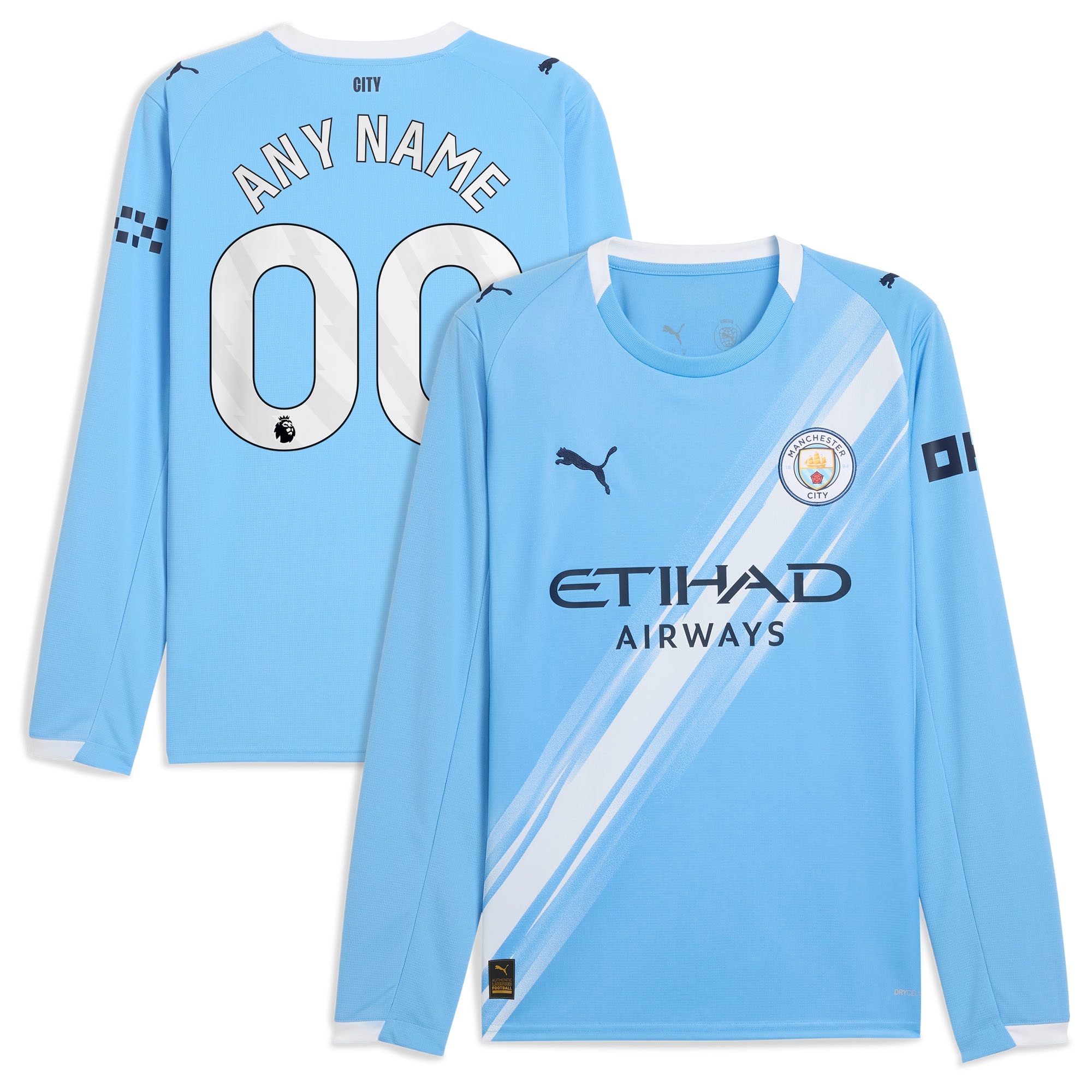  Manchester City Puma 2025/26 Home Long Sleeve Custom Jersey - Sky Blue
