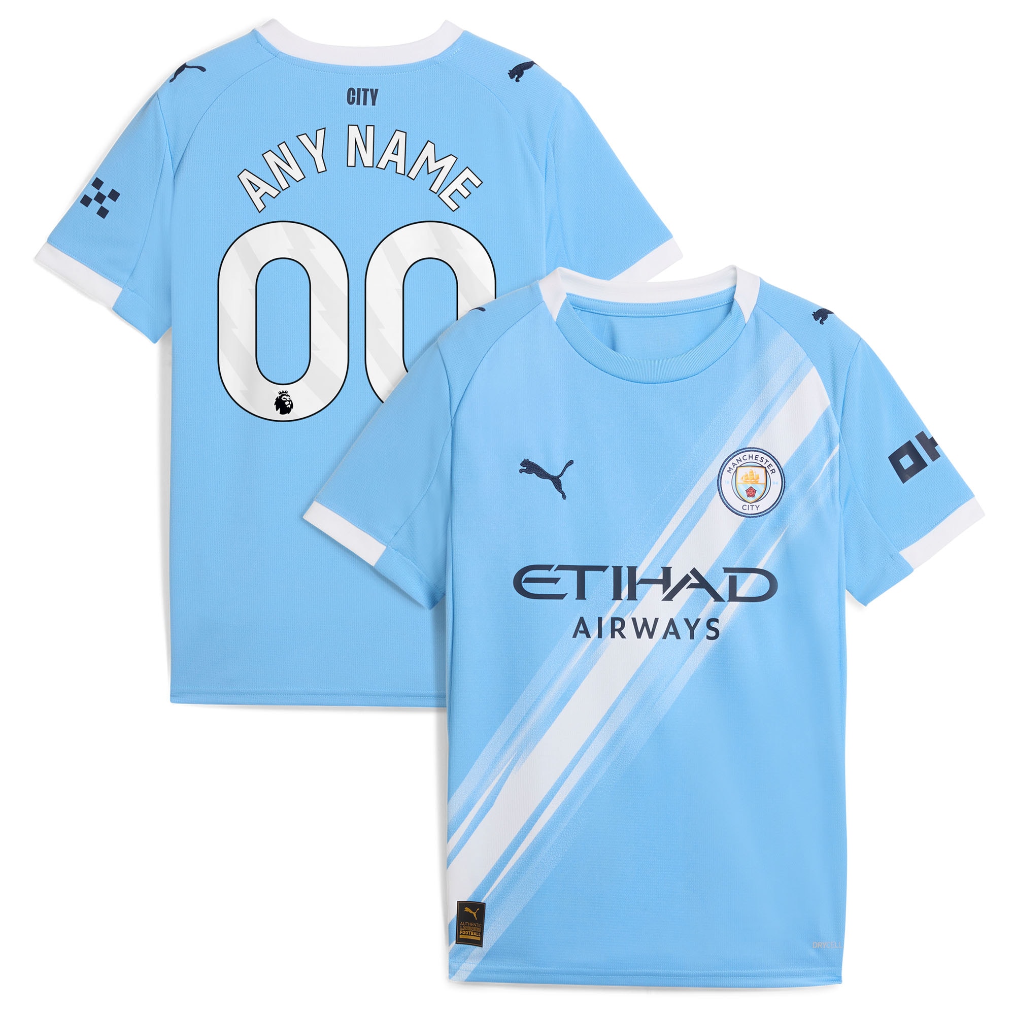  Manchester City Puma Youth 2025/26 Home Custom Jersey - Sky Blue