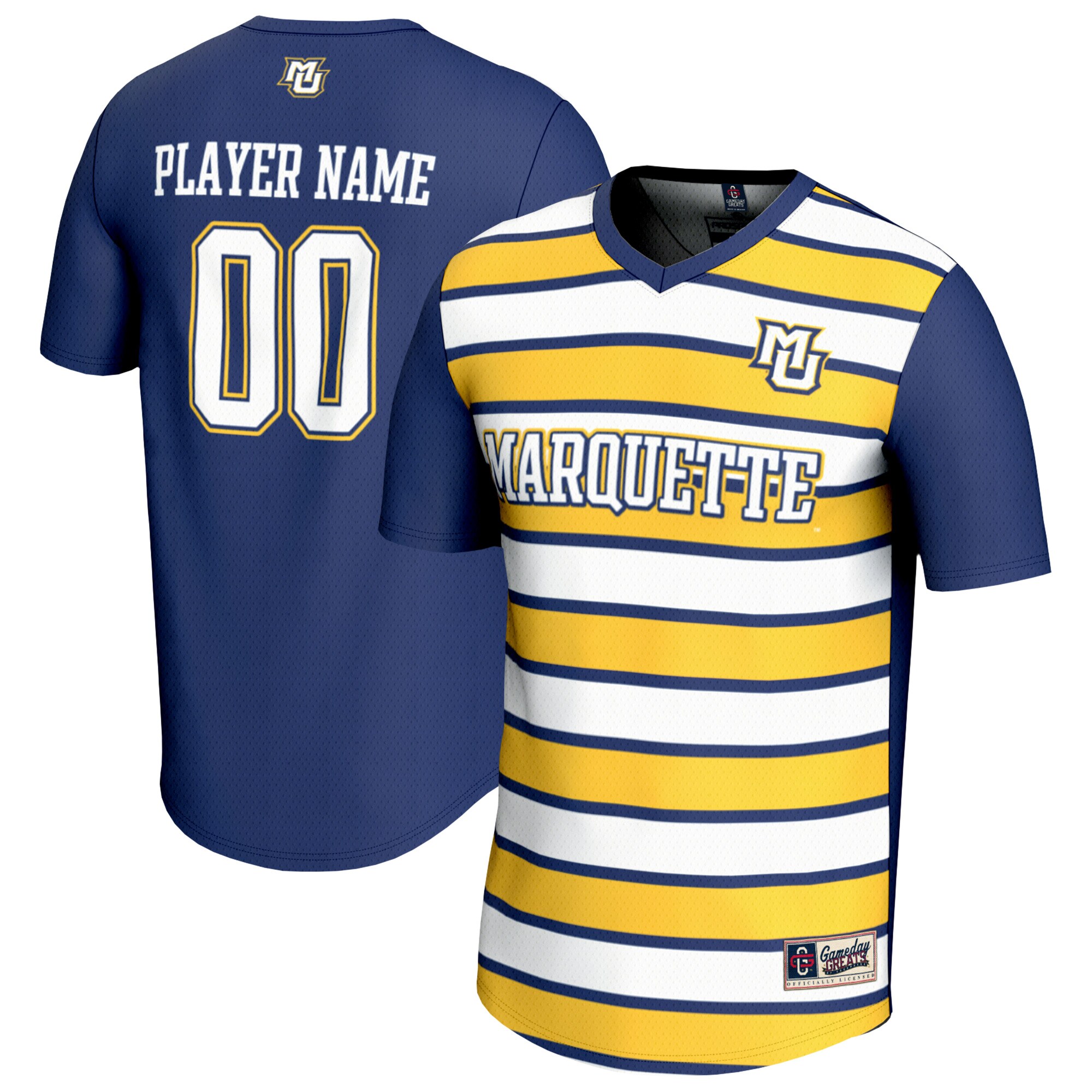  Marquette Golden Eagles GameDay Greats Youth NIL Pick-A-Player Collegiate Women's Soccer Lightweight Fashion Jersey - Blue/Gold
