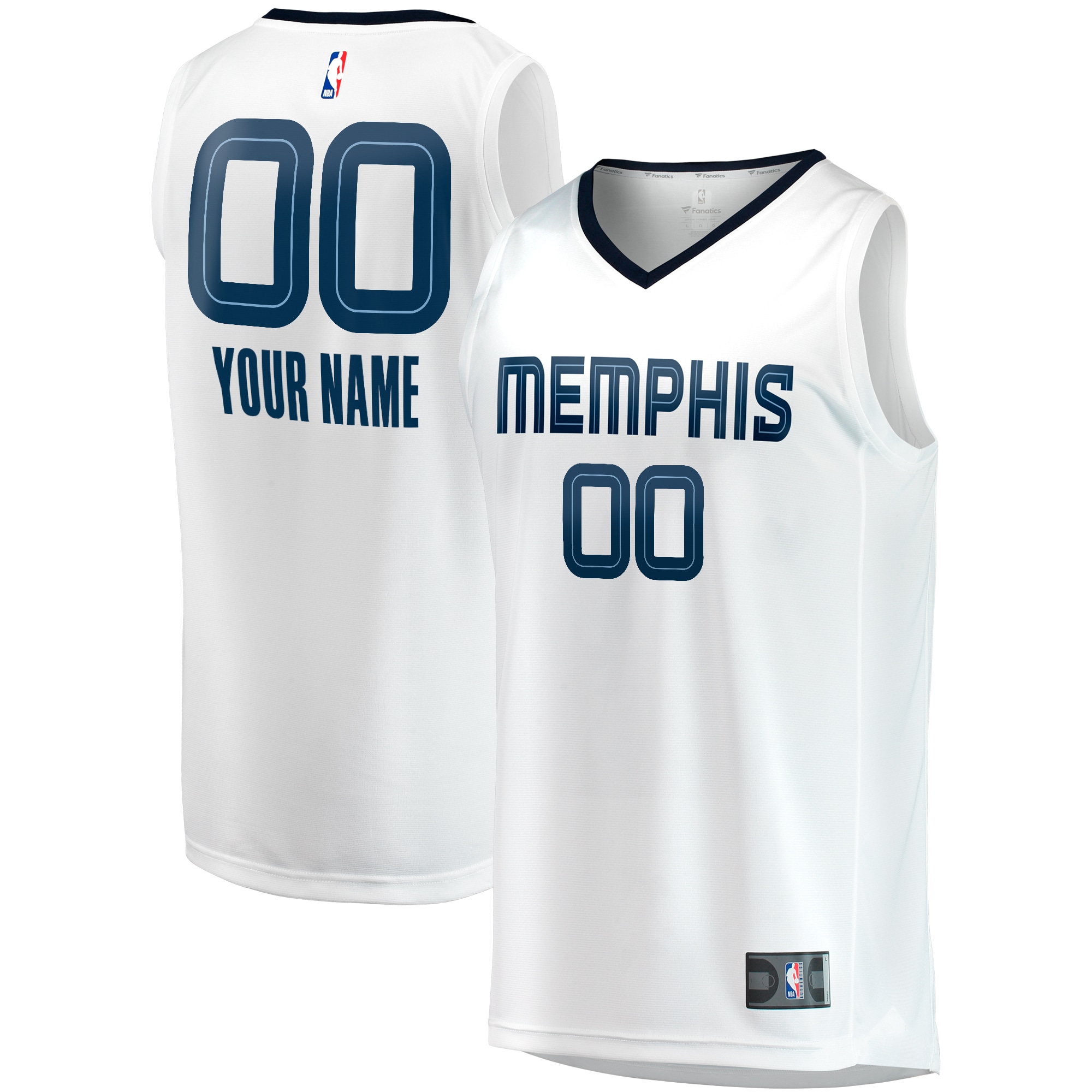  Memphis Grizzlies Fanatics Youth Fast Break Custom Jersey - Association Edition - White
