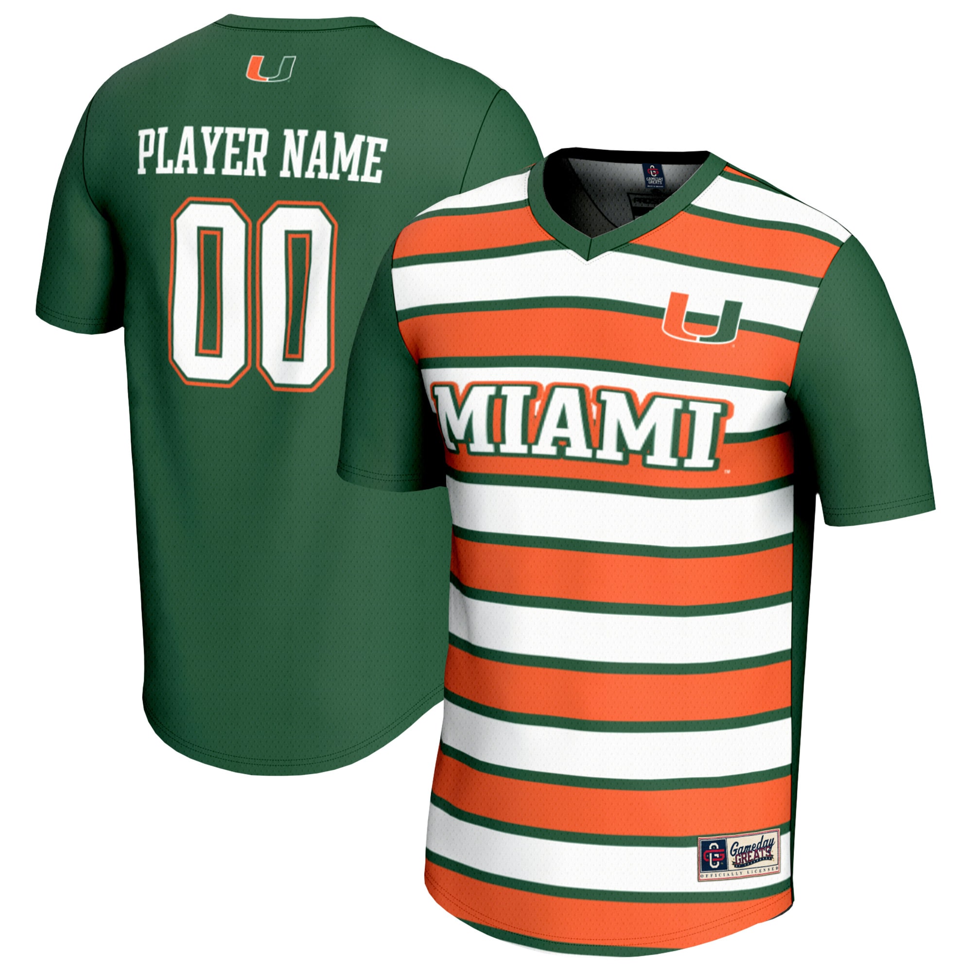  Miami Hurricanes GameDay Greats Youth NIL Pick-A-Player Collegiate Women's Soccer Lightweight Fashion Jersey - Green