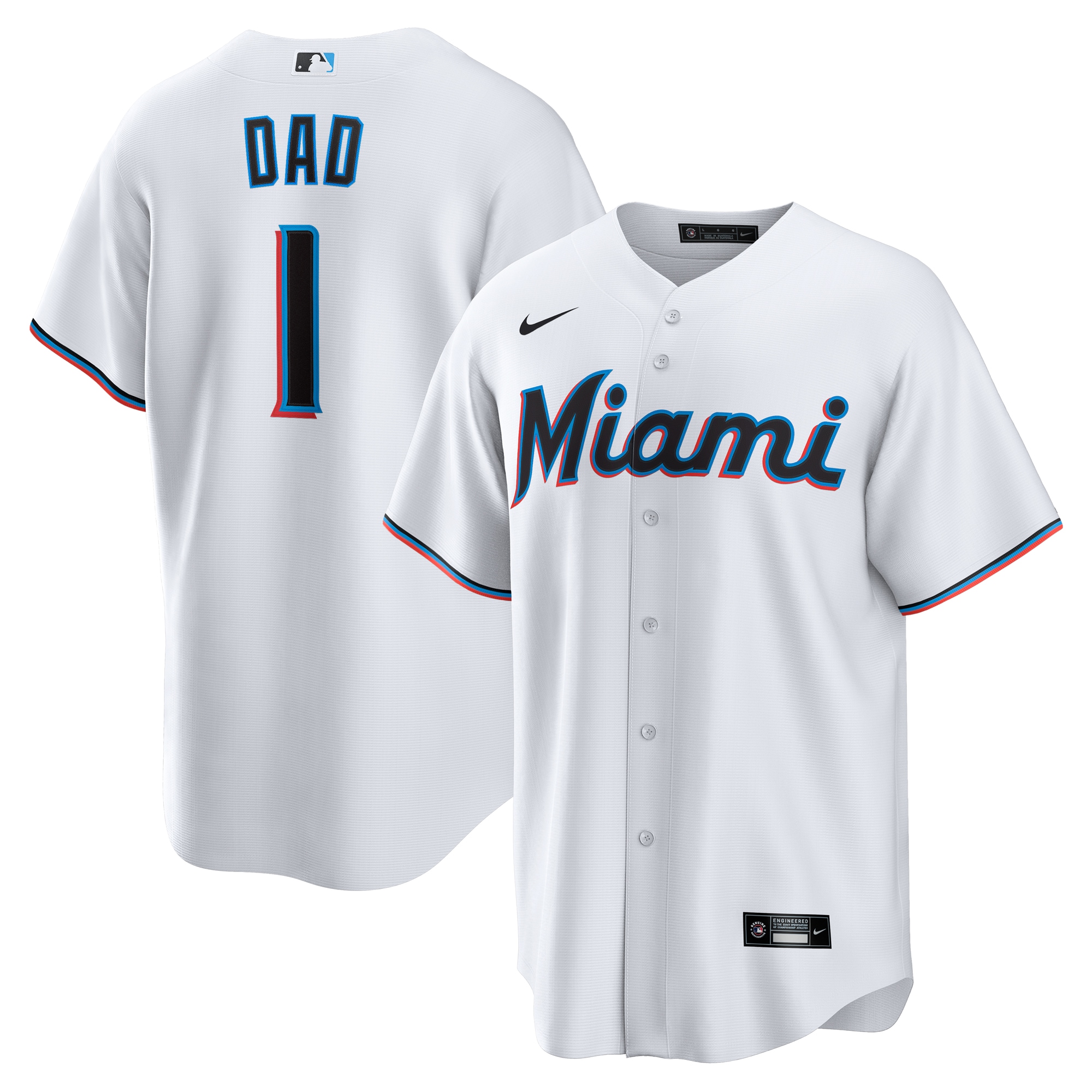  Miami Marlins #1 Dad Home Jersey - White