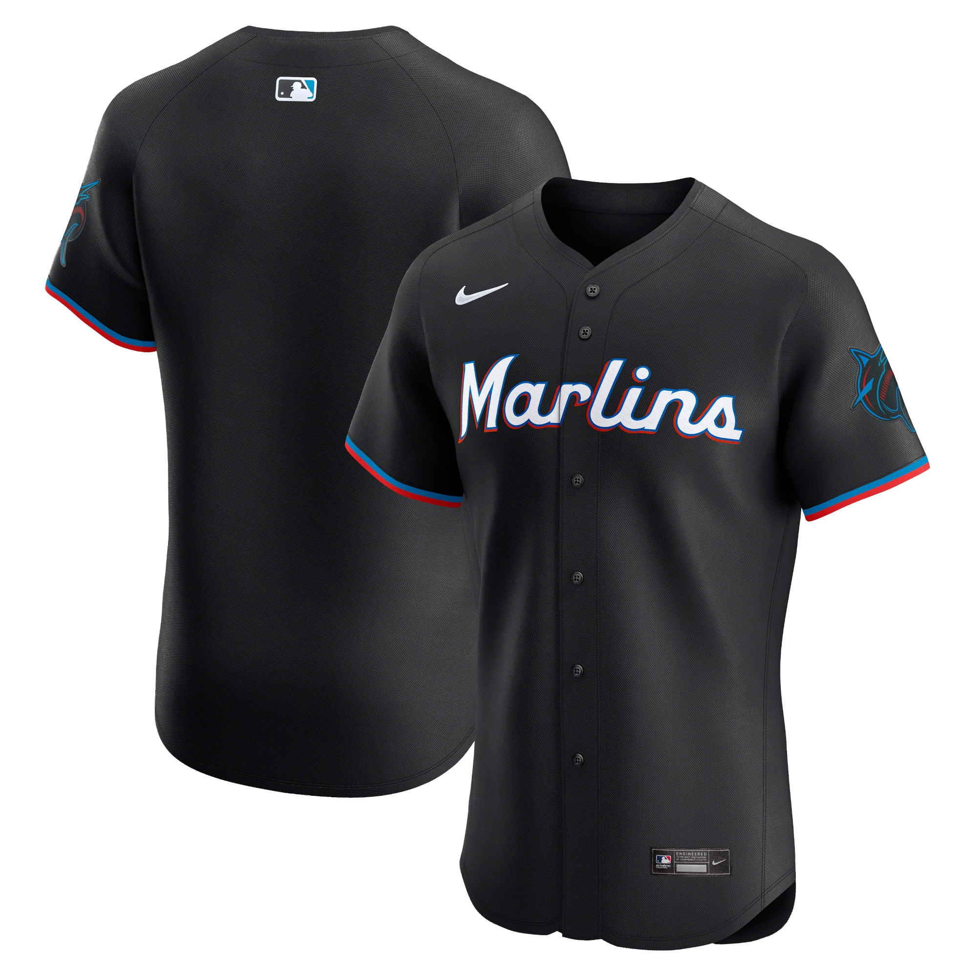  Miami Marlins Alternate Vapor Premier Elite Patch Jersey - Black