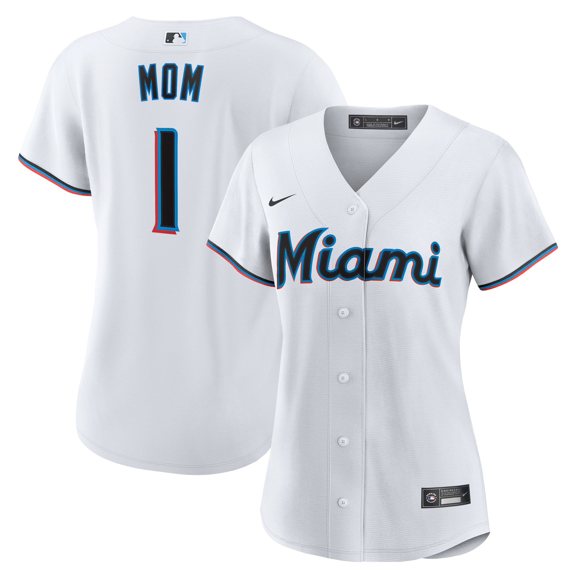  Miami Marlins Women's #1 Mom Home Jersey - White