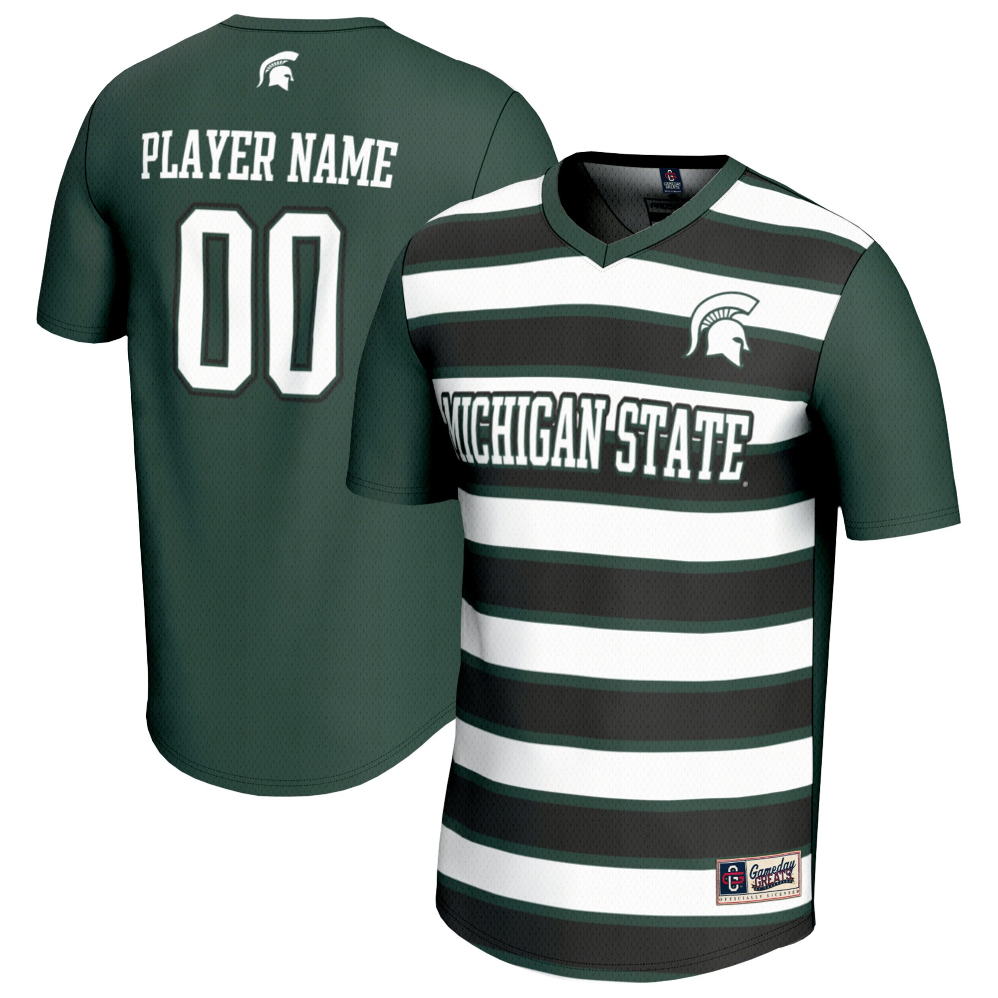  Michigan State Spartans GameDay Greats Unisex NIL Pick-A-Player Collegiate Women's Soccer Lightweight Fashion Jersey - Green/Black