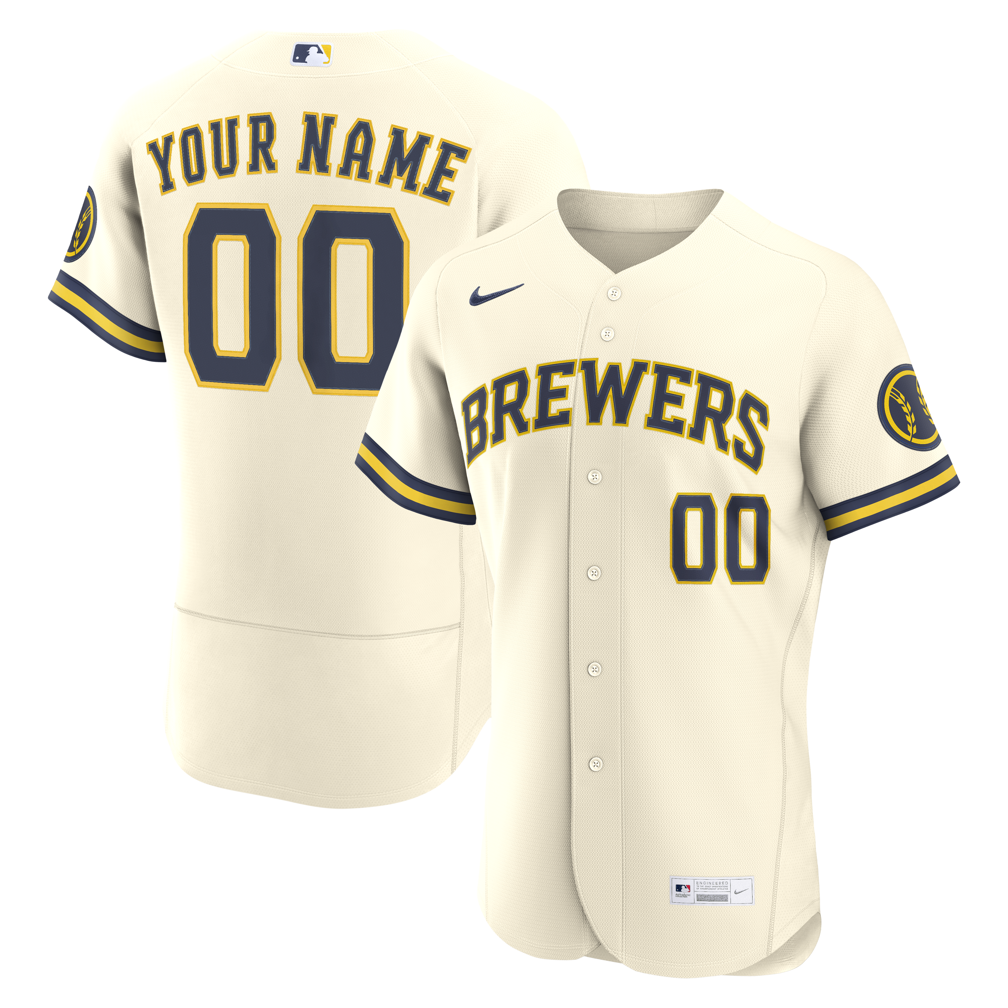  Milwaukee Brewers Home Custom Jersey - Cream