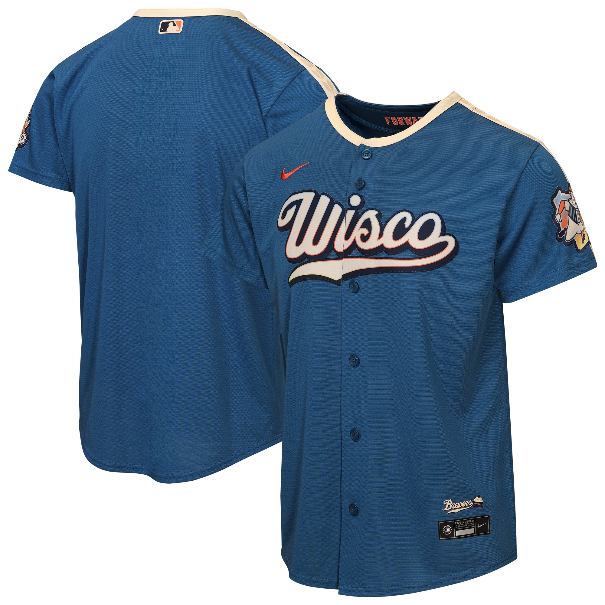  Milwaukee Brewers Youth 2026 City Connect Stadium Jersey - Mineral Blue
