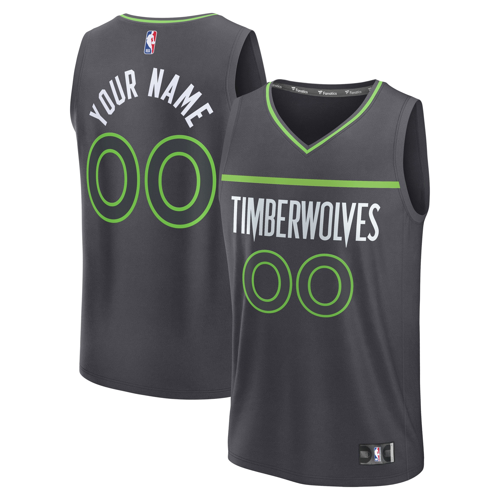  Minnesota Timberwolves Fanatics Fast Break Custom Jersey - Icon Edition - Anthracite