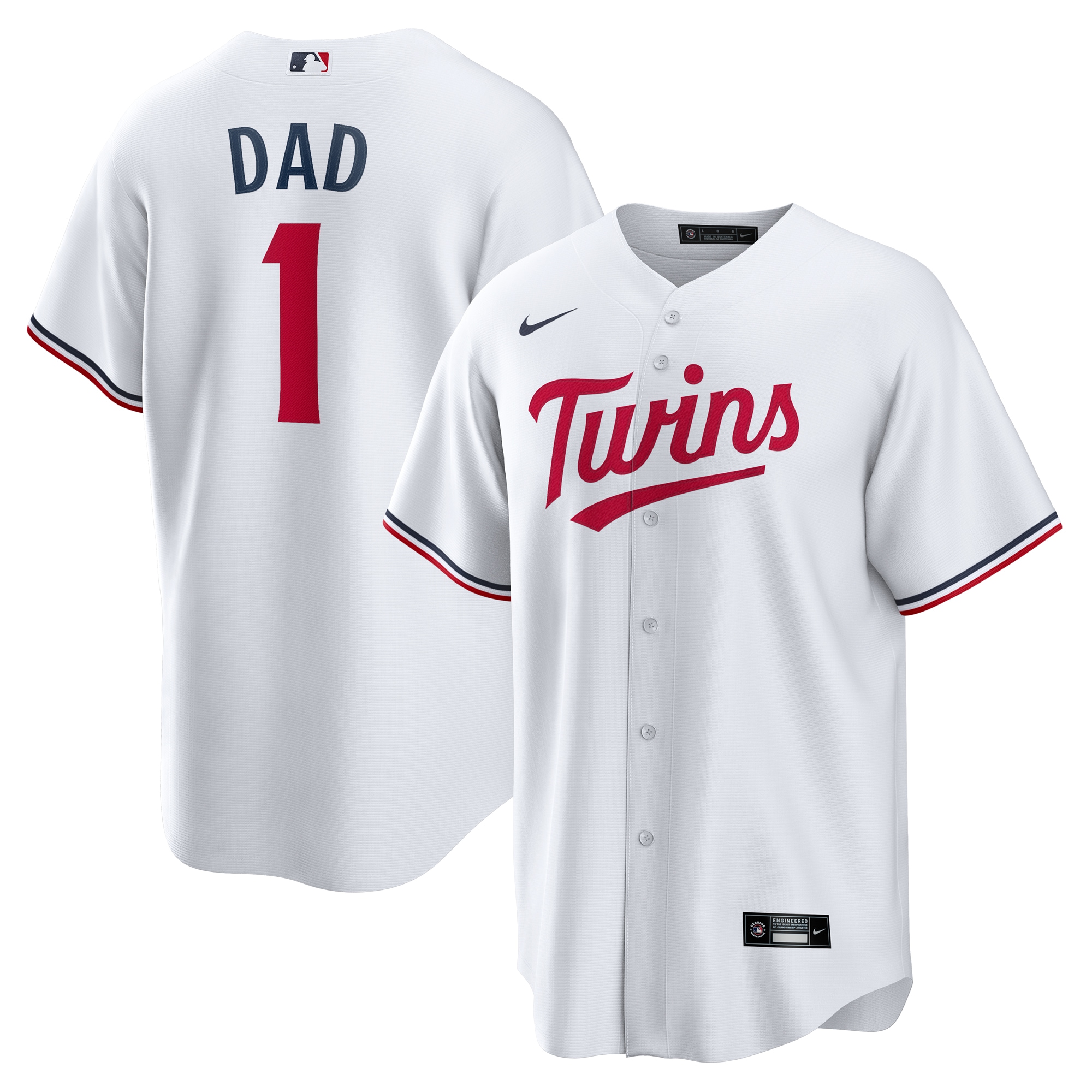  Minnesota Twins #1 Dad Home Jersey - White