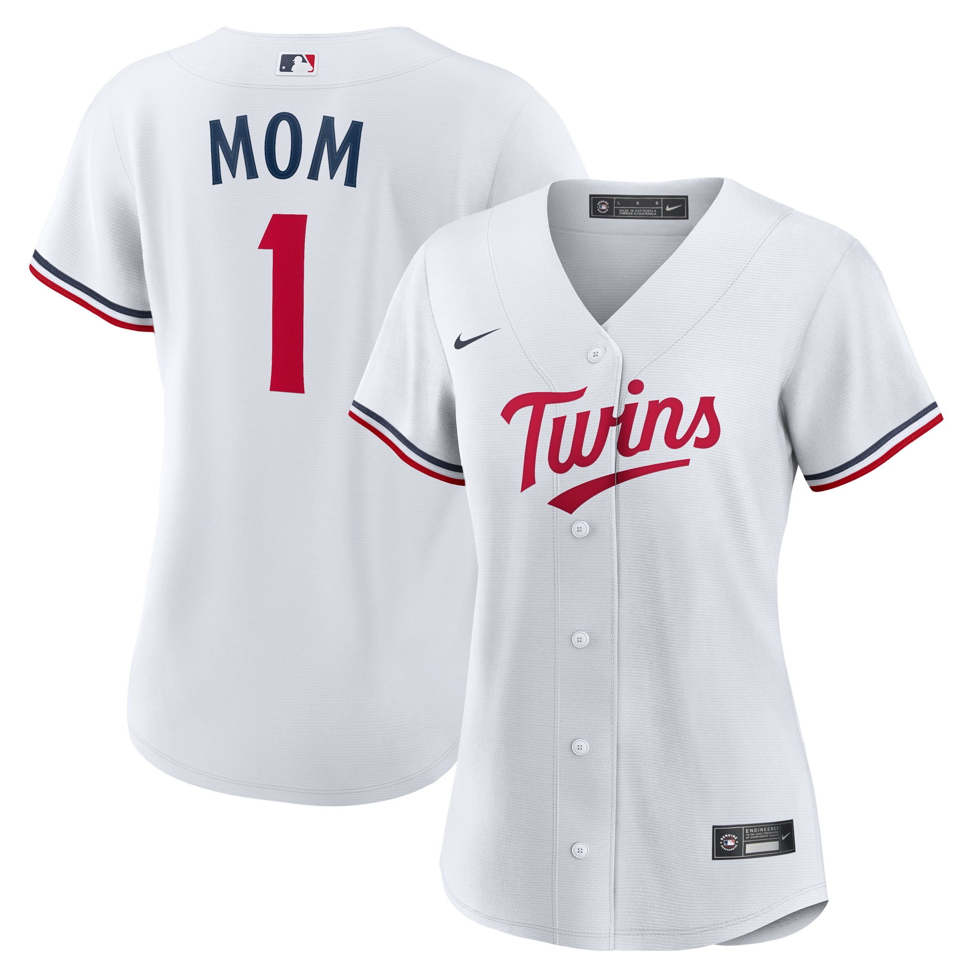  Minnesota Twins Women's #1 Mom Home Jersey - White