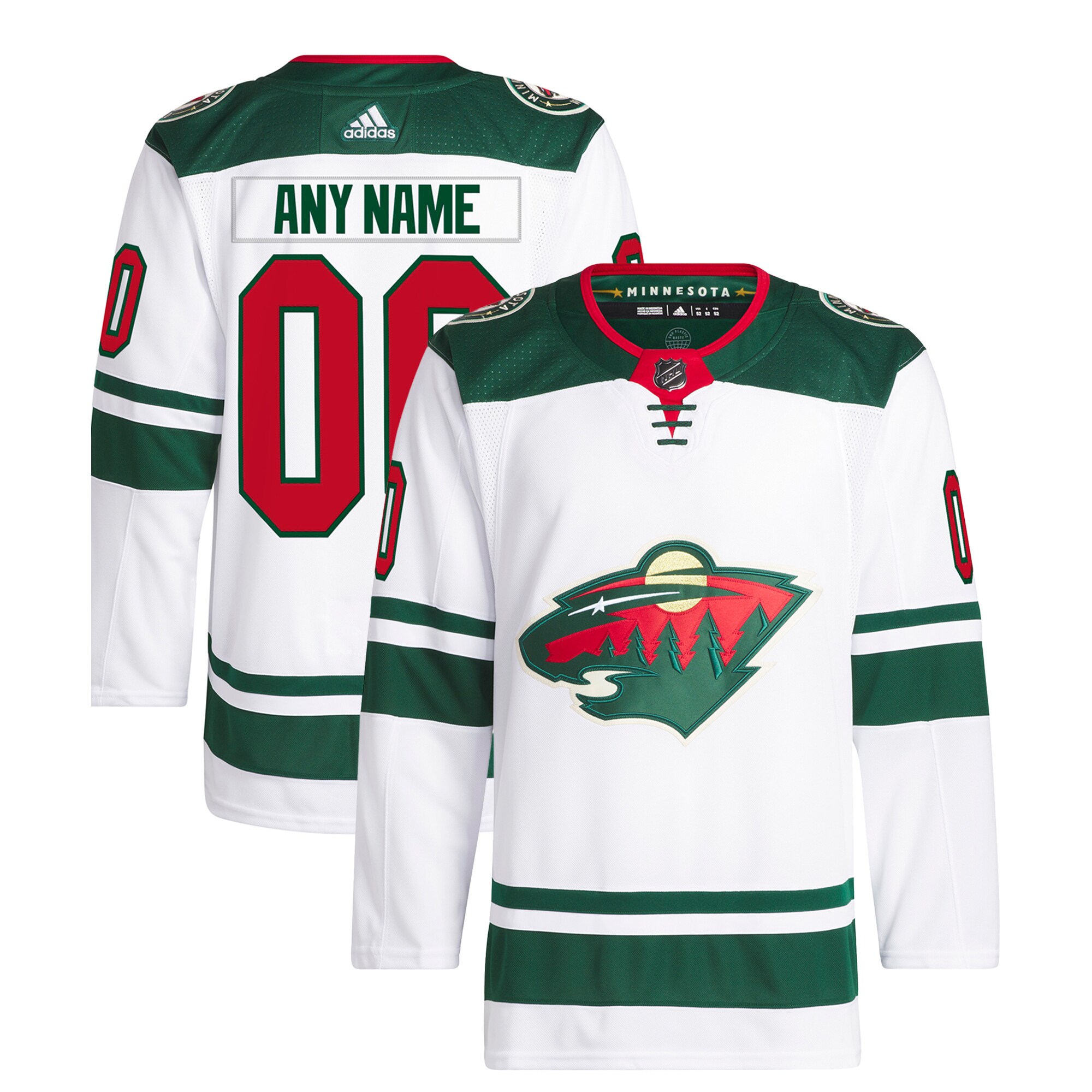  Minnesota Wild adidas  Away  Primegreen Authentic Custom Jersey - White