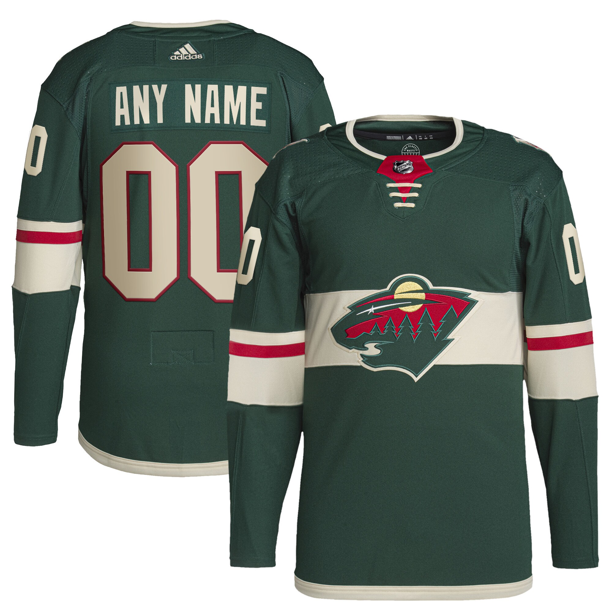  Minnesota Wild adidas  Home  Primegreen Authentic Custom Jersey - Green