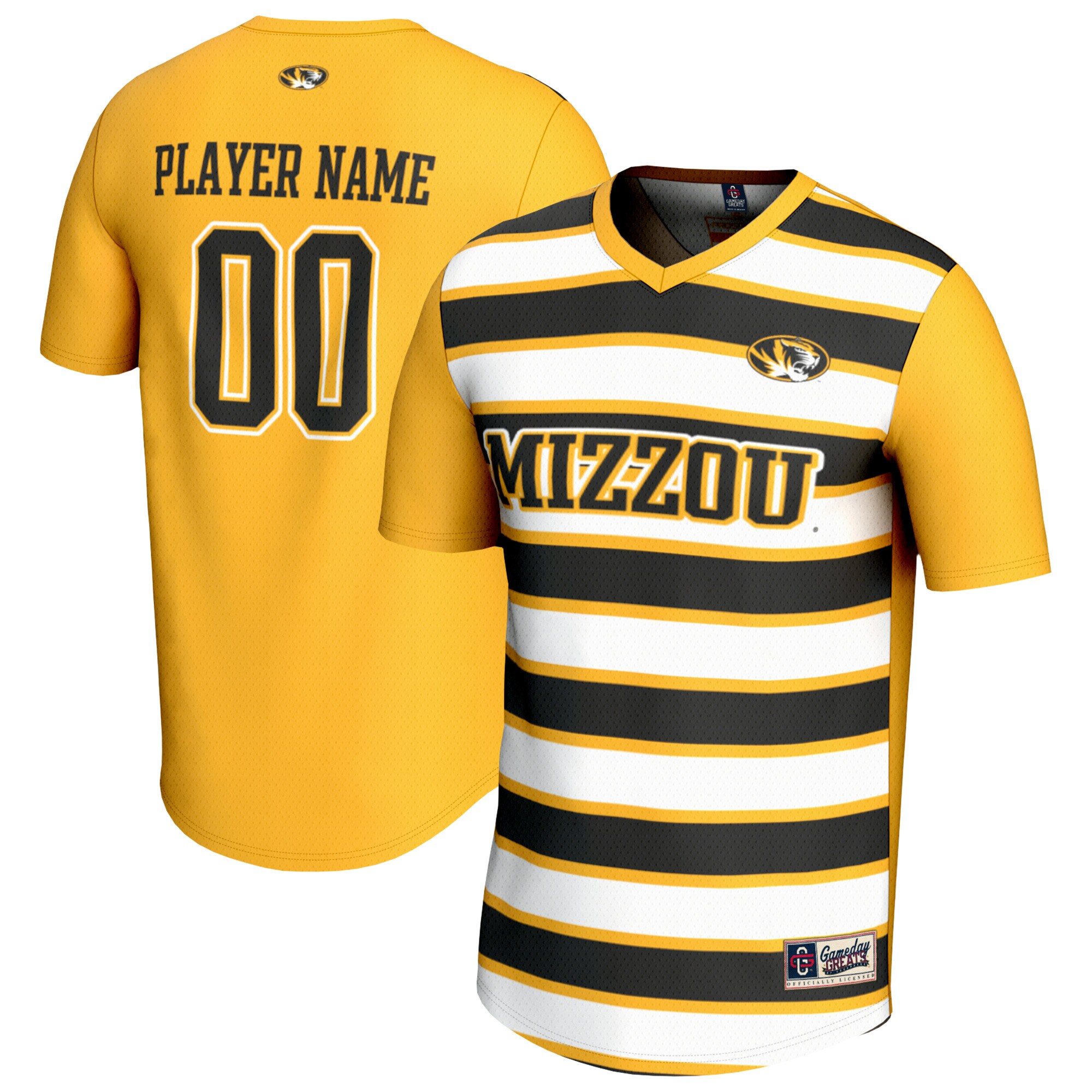  Missouri Tigers GameDay Greats Unisex NIL Pick-A-Player Collegiate Women's Soccer Lightweight Fashion Jersey - Gold/Black
