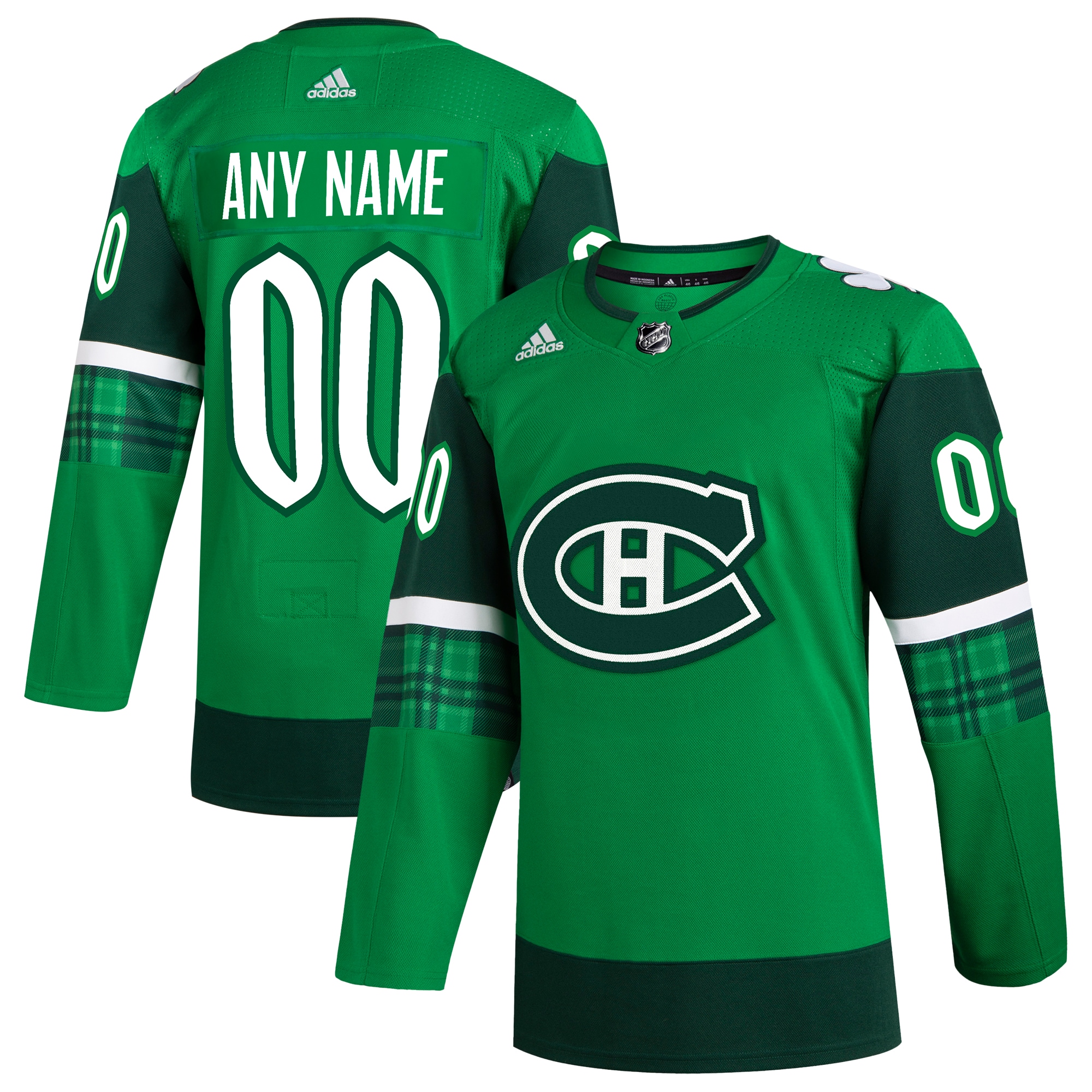  Montreal Canadiens adidas St. Patrick's Day Authentic Custom Jersey - Kelly Green