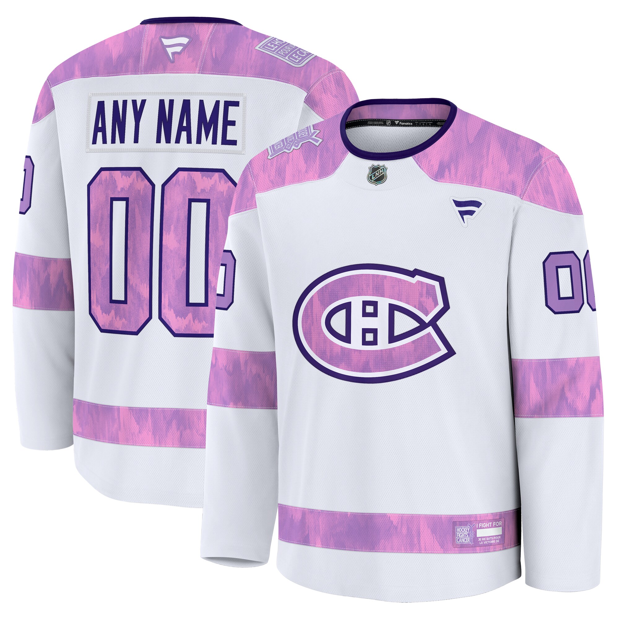  Montreal Canadiens Fanatics 2024 Hockey Fights Cancer Custom Practice Jersey - White