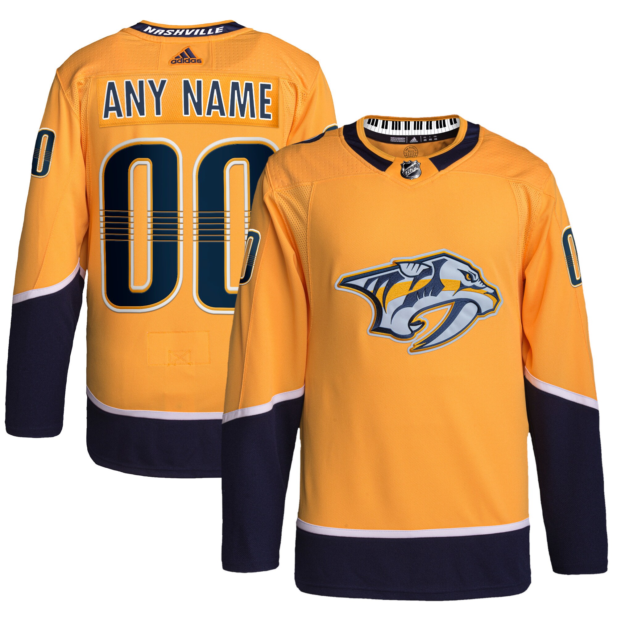  Nashville Predators adidas  Home  Primegreen Authentic Custom Jersey - Gold