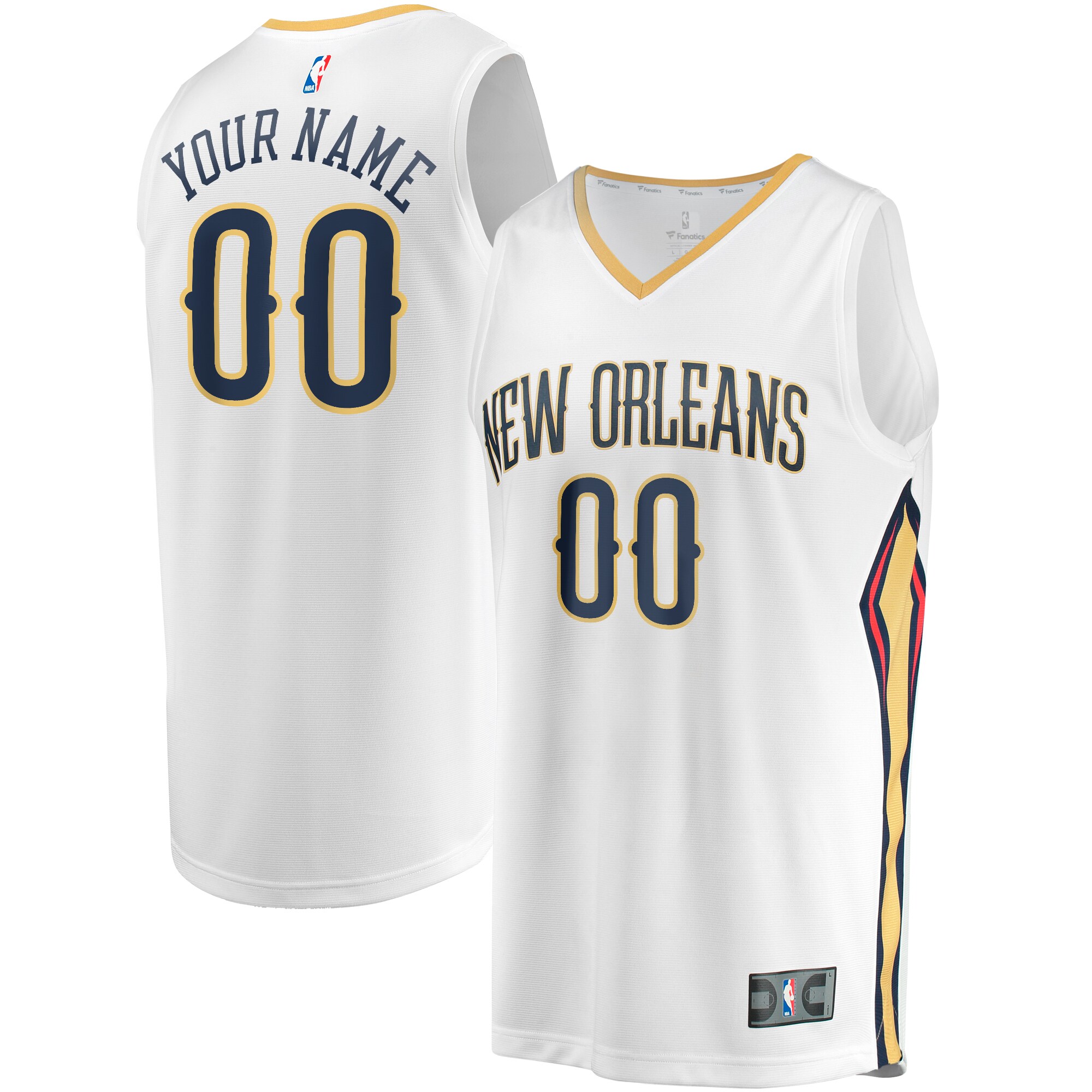 New Orleans Pelicans Fanatics Youth Fast Break Custom Jersey - Association Edition - White