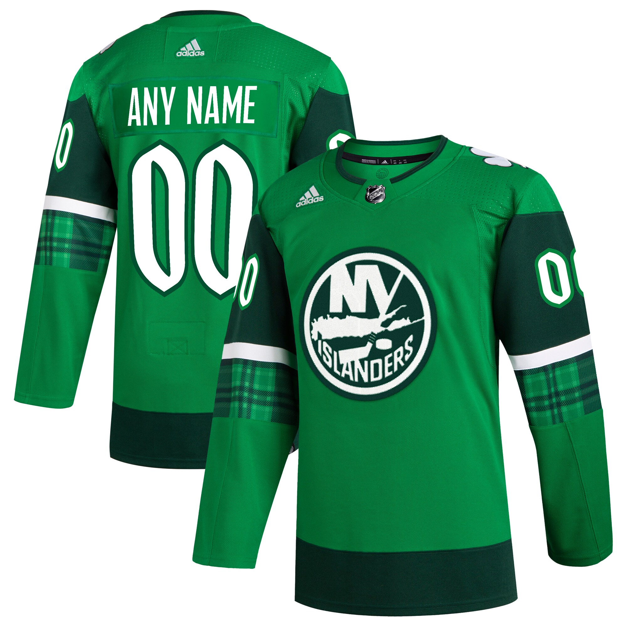  New York Islanders adidas St. Patrick's Day Authentic Custom Jersey - Kelly Green