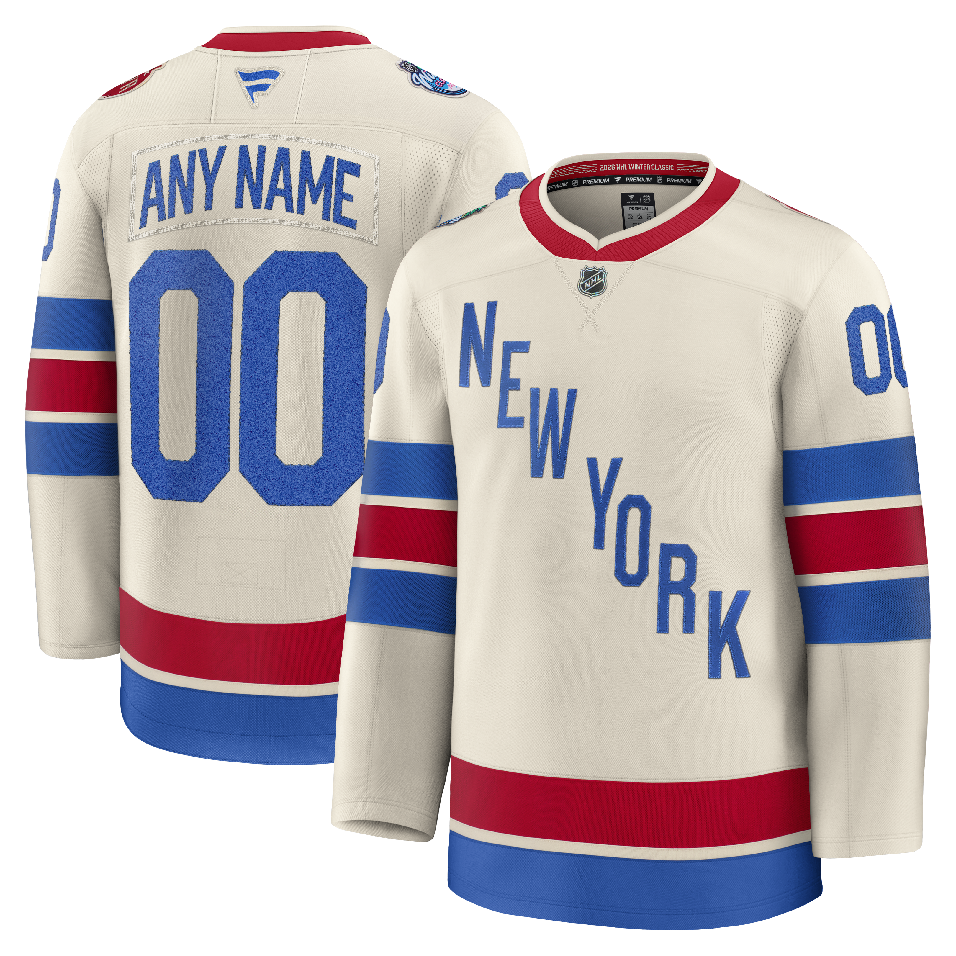  New York Rangers Fanatics 2026 Winter Classic Premium Custom Jersey - Beige