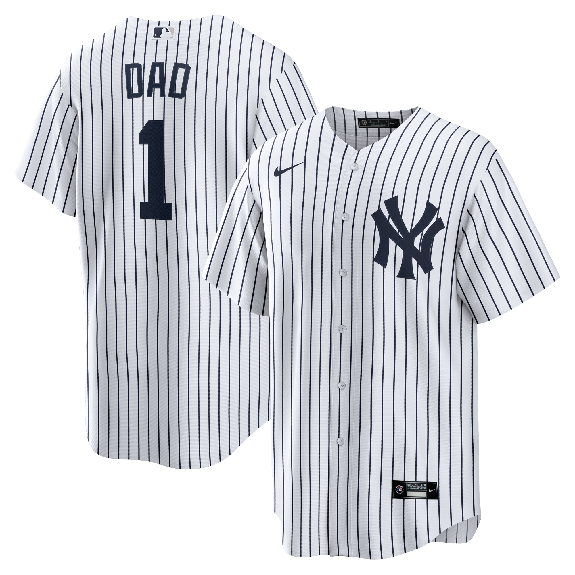  New York Yankees #1 Dad Home Jersey - White