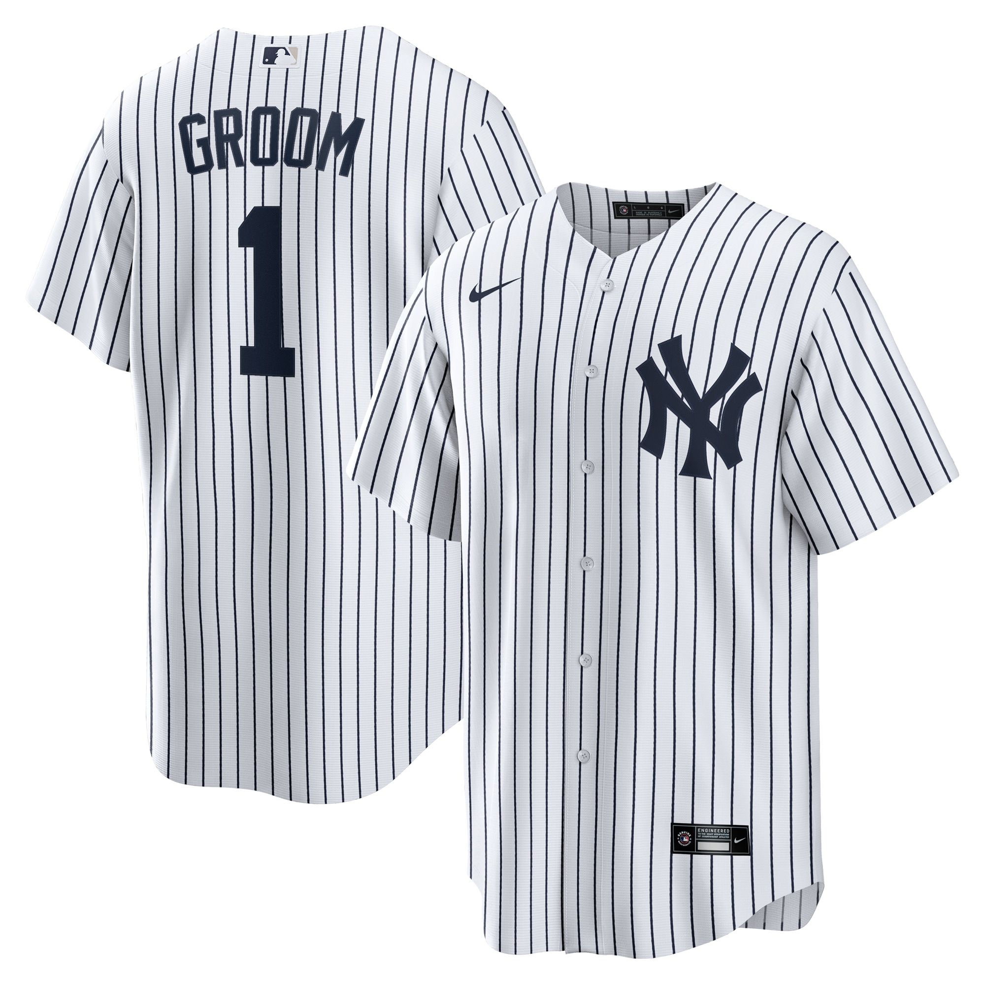  New York Yankees #1 Groom Home Jersey - White