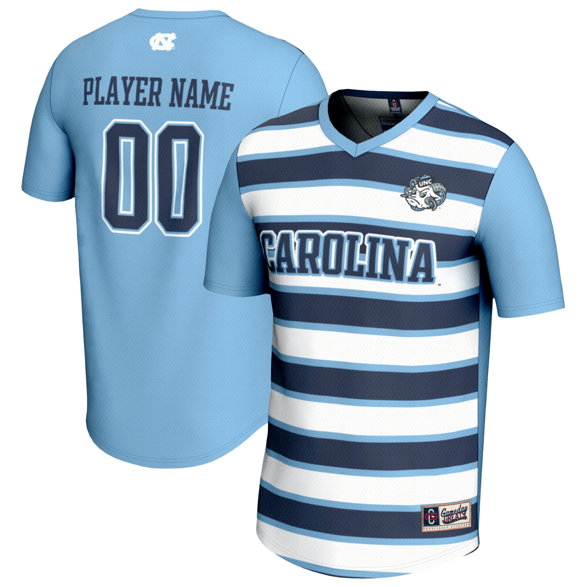  North Carolina Tar Heels GameDay Greats Youth Collegiate Men's Soccer NIL Pick-A-Player Fashion Jersey - Carolina Blue/Navy