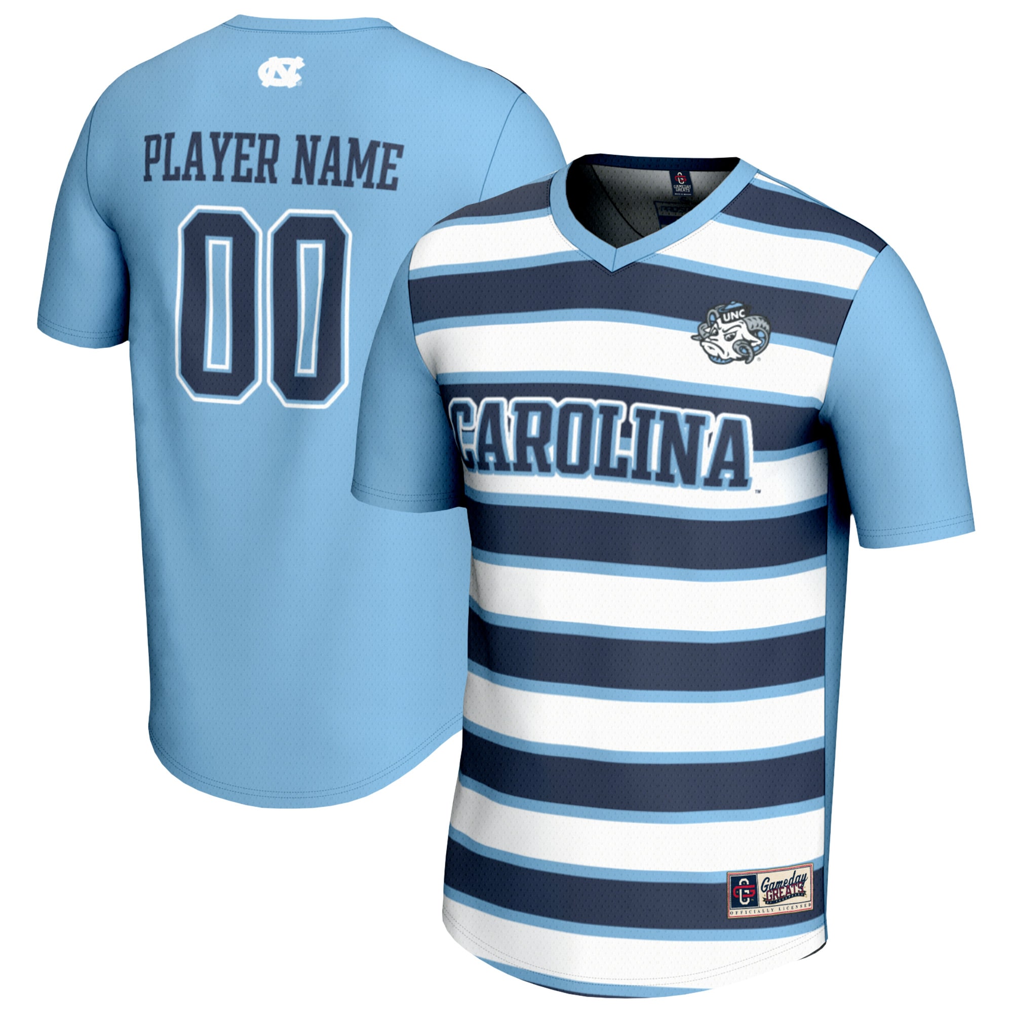  North Carolina Tar Heels GameDay Greats Youth NIL Pick-A-Player Collegiate Women's Soccer Lightweight Fashion Jersey - Carolina Blue/Navy