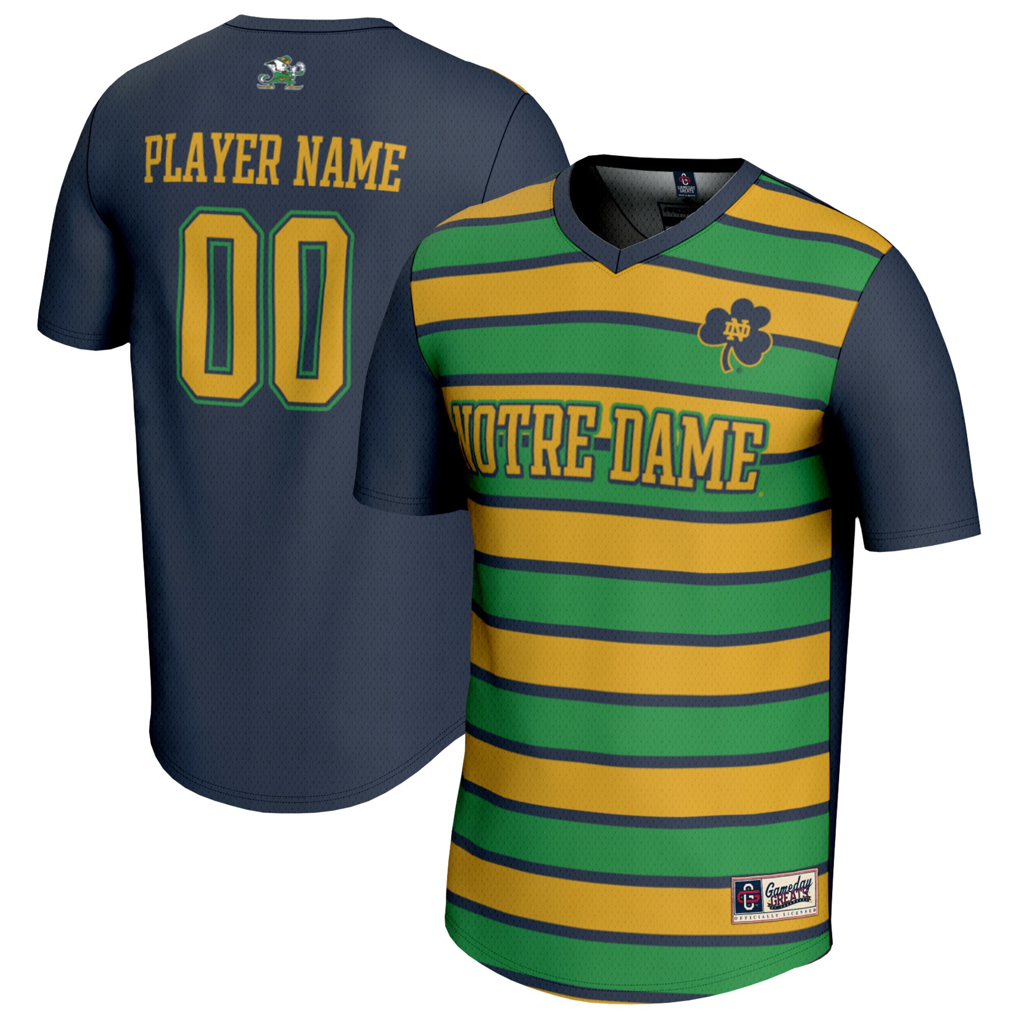  Notre Dame Fighting Irish GameDay Greats Youth Collegiate Men's Soccer NIL Pick-A-Player Fashion Jersey - Navy/Gold
