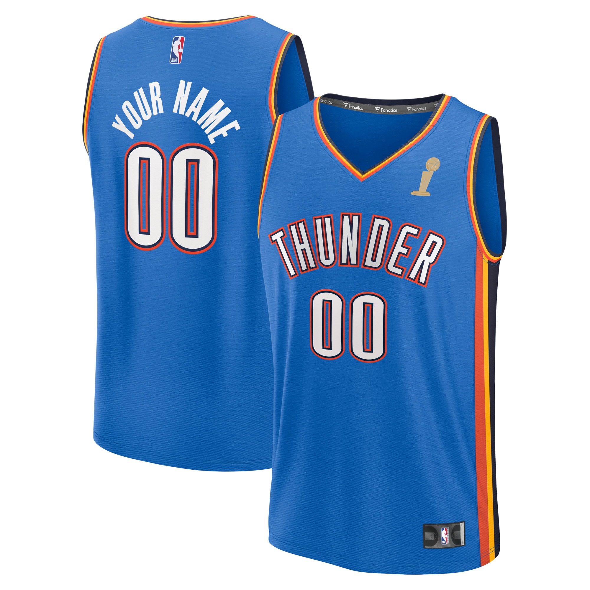  Oklahoma City Thunder Fanatics 2025 Finals Champions Fast Break Custom Jersey - Blue - Icon Edition
