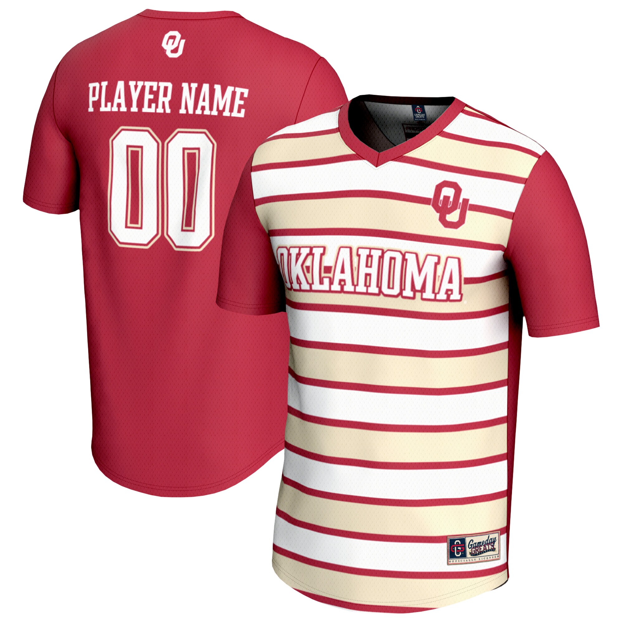  Oklahoma Sooners GameDay Greats Unisex NIL Pick-A-Player Collegiate Women's Soccer Lightweight Fashion Jersey - Crimson/Cream
