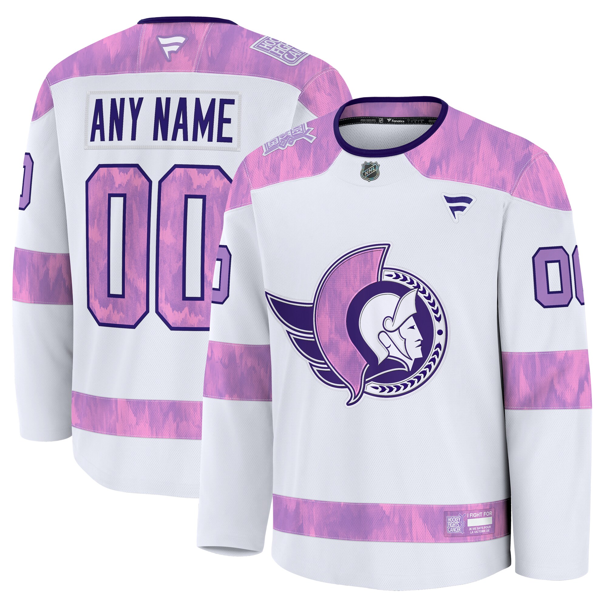  Ottawa Senators Fanatics 2024 Hockey Fights Cancer Custom Practice Jersey - White