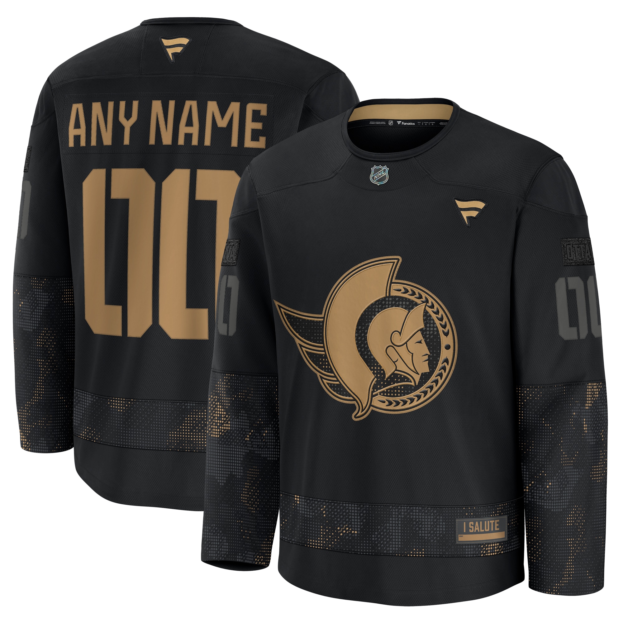  Ottawa Senators Fanatics 2024 Military Appreciation Custom Practice Jersey - Black